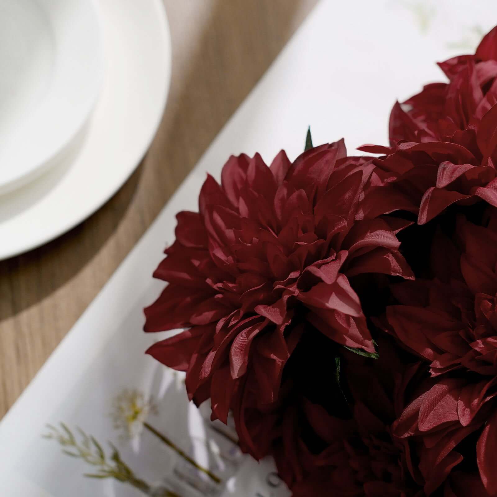 Special Offer: 2 Bouquets of Burgundy Artificial Silk Dahlia Flower Bushes