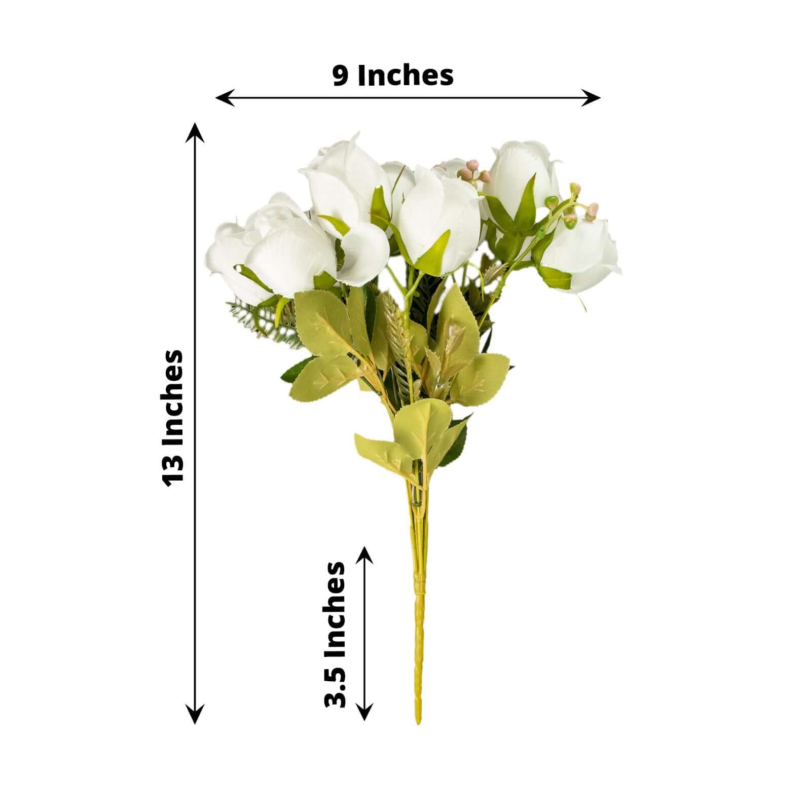 Hot Deal! 3-Pack 13" White Real-Touch Silk Rose Bud Bridal Bouquets for Decor