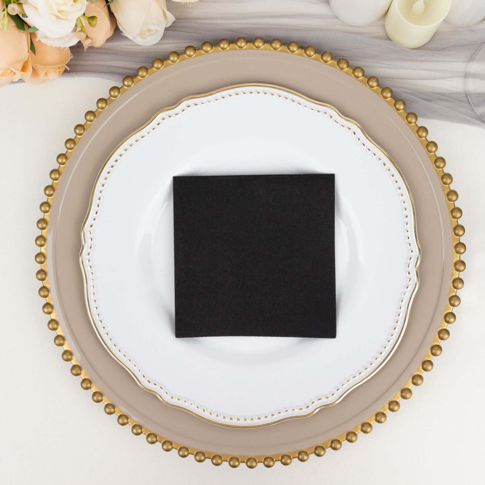 20-Pack Black 5x5 Airlaid Paper Cocktail Napkins - Soft, Absorbent & Linen-Like