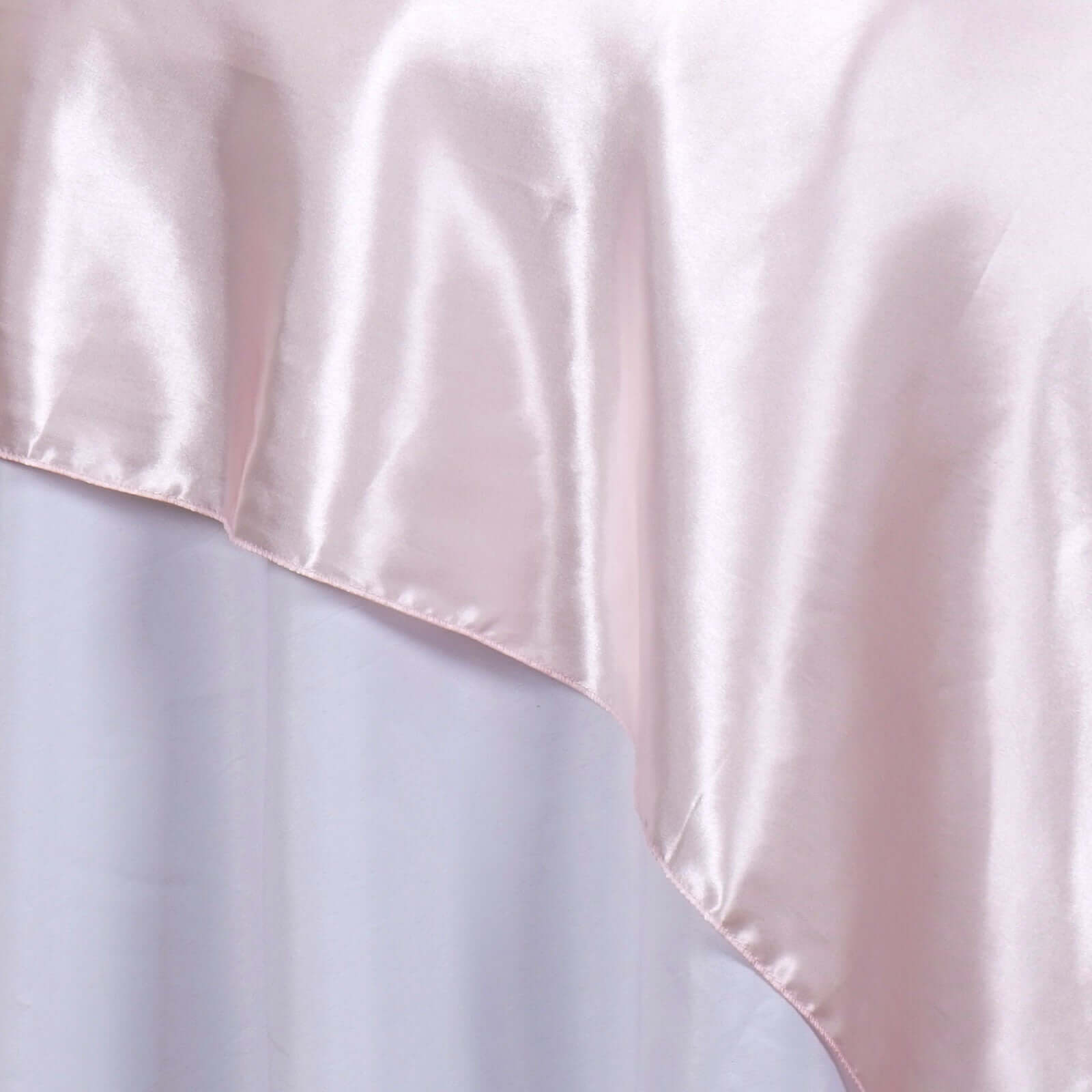 Hot Sale! 72x72 Blush Satin Square Table Overlay with Smooth Finish for Table Decor