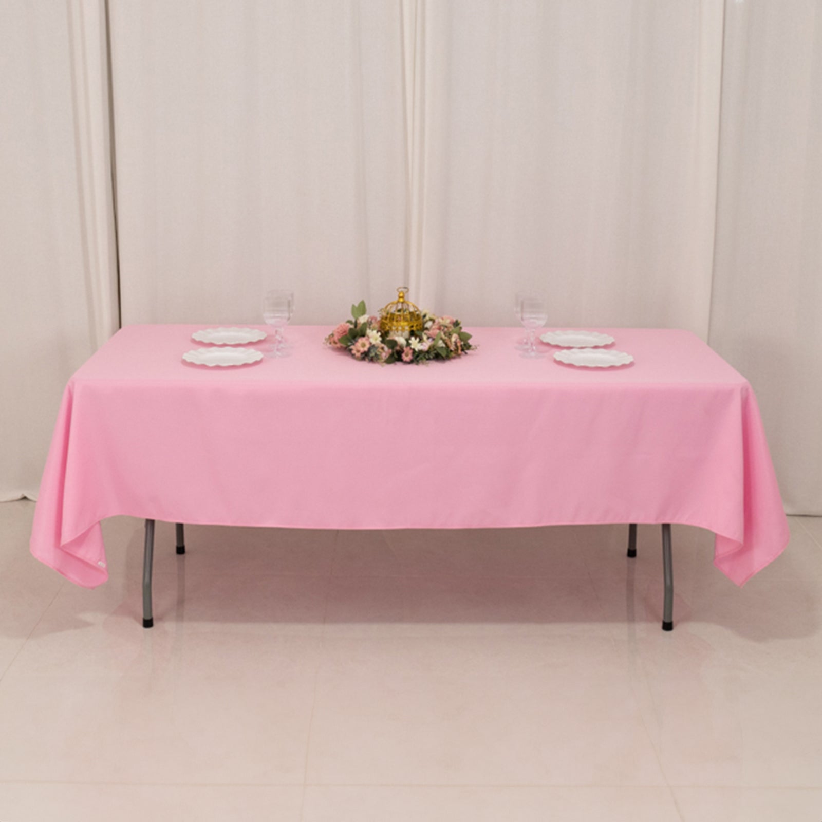 Hot Sale! Durable 220GSM Wrinkle-Resistant Pink Premium Polyester Rectangle Tablecloth 60x102