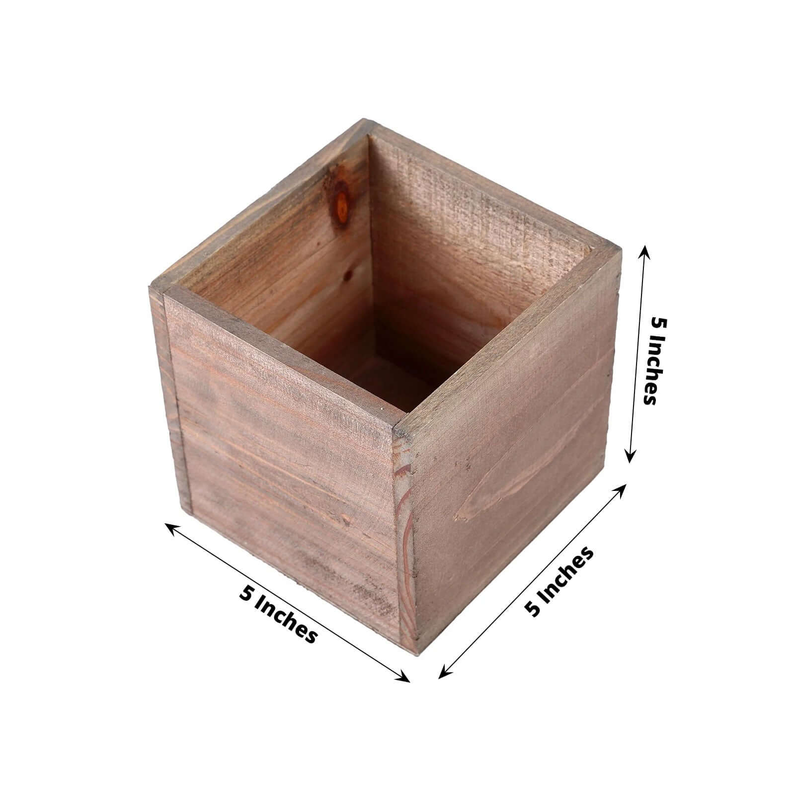 Exclusive 2-Pack Set of 5ft Natural Square Wood Planter Boxes with Removable Plastic Liners