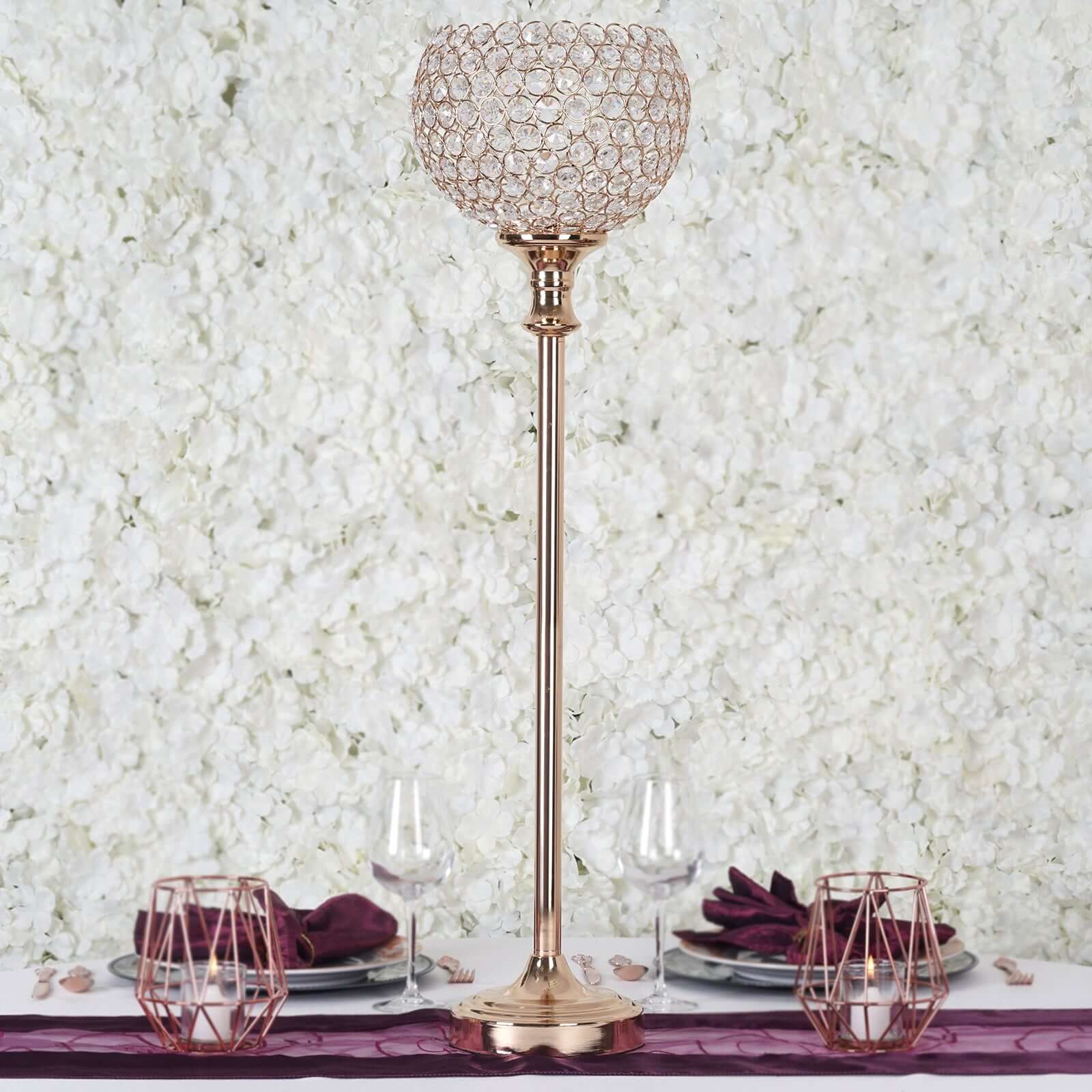 Hot! Gold Acrylic Votive Candle Holder with Crystal Goblet Design - Ideal Wedding Table Centerpiece
