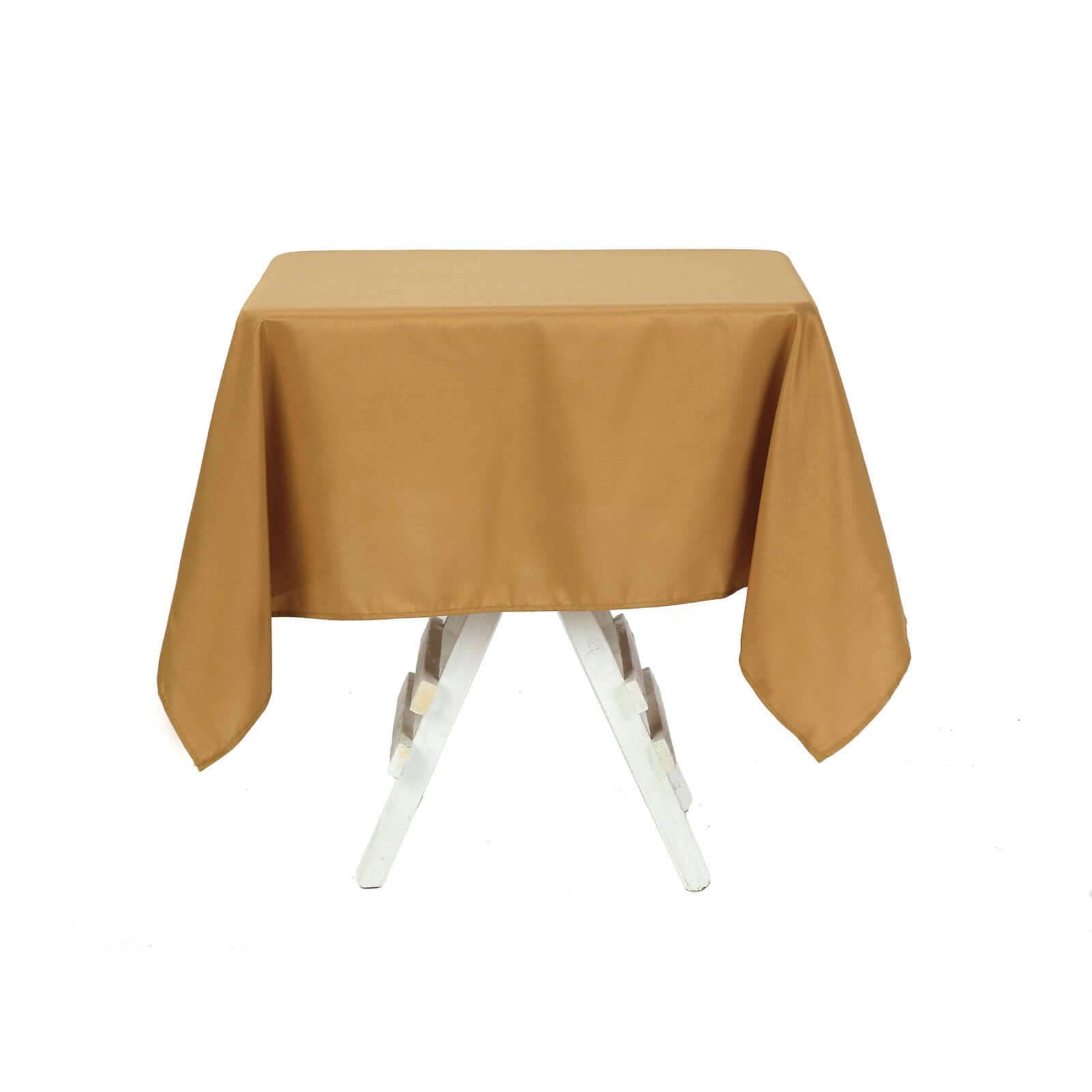 Wrinkle-Resistant & Durable Gold Polyester 54x54 Square Tablecloth for Events