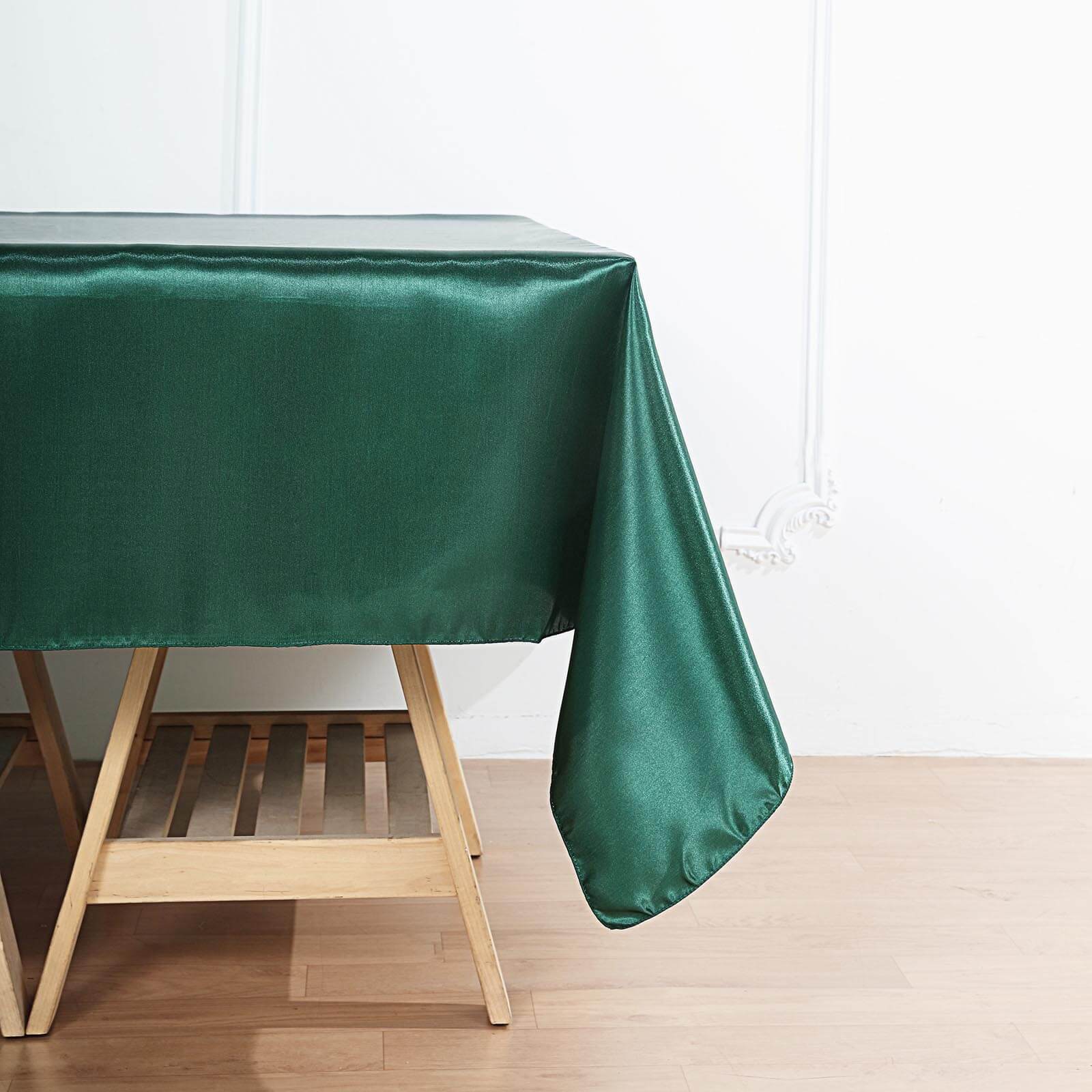 Hunter Emerald Green 72x72 Satin Square Table Overlay - Smooth Finish for Events