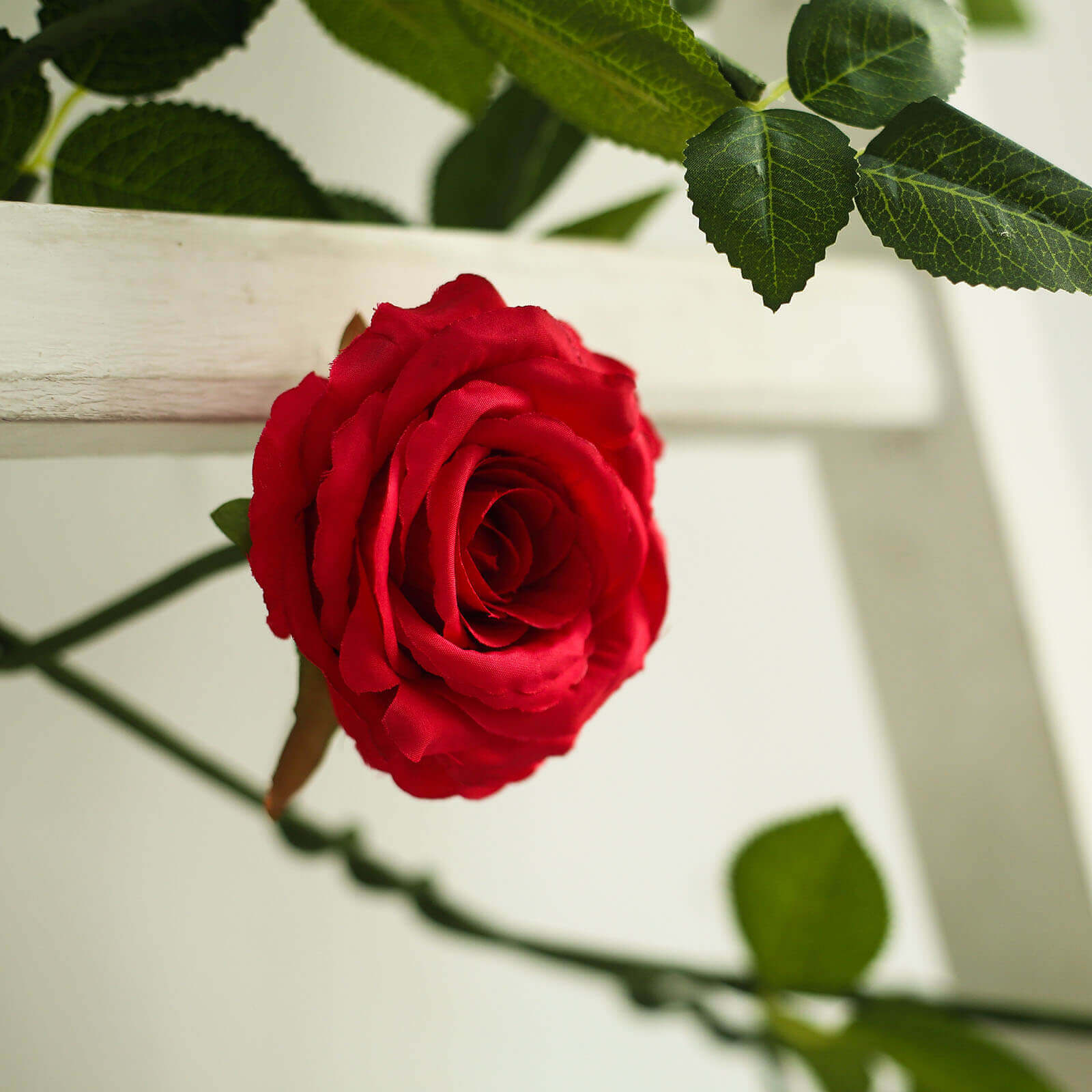 6ft Realistic Red Silk Artificial Rose and Leaf Flower Garland Vine