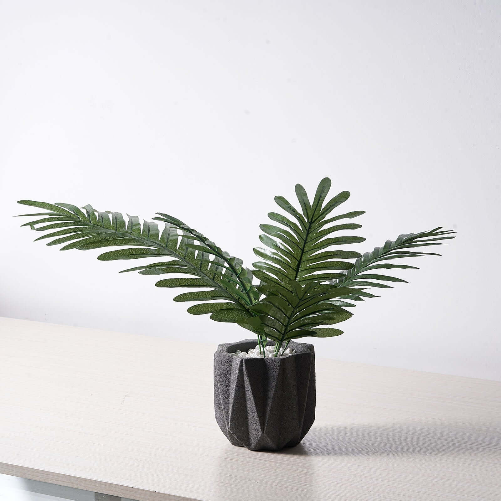 5 Stems Green Artificial Silk Tropical Palm Leaf Plants - Ideal Decor