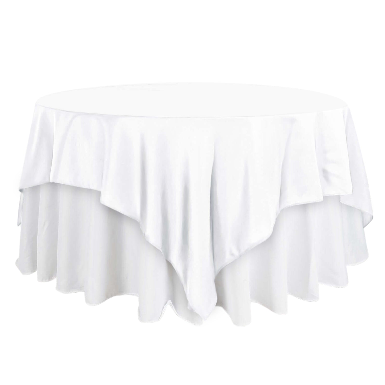 White Polyester 90x90 Square Table Overlay - Durable & Wrinkle-Free for Events