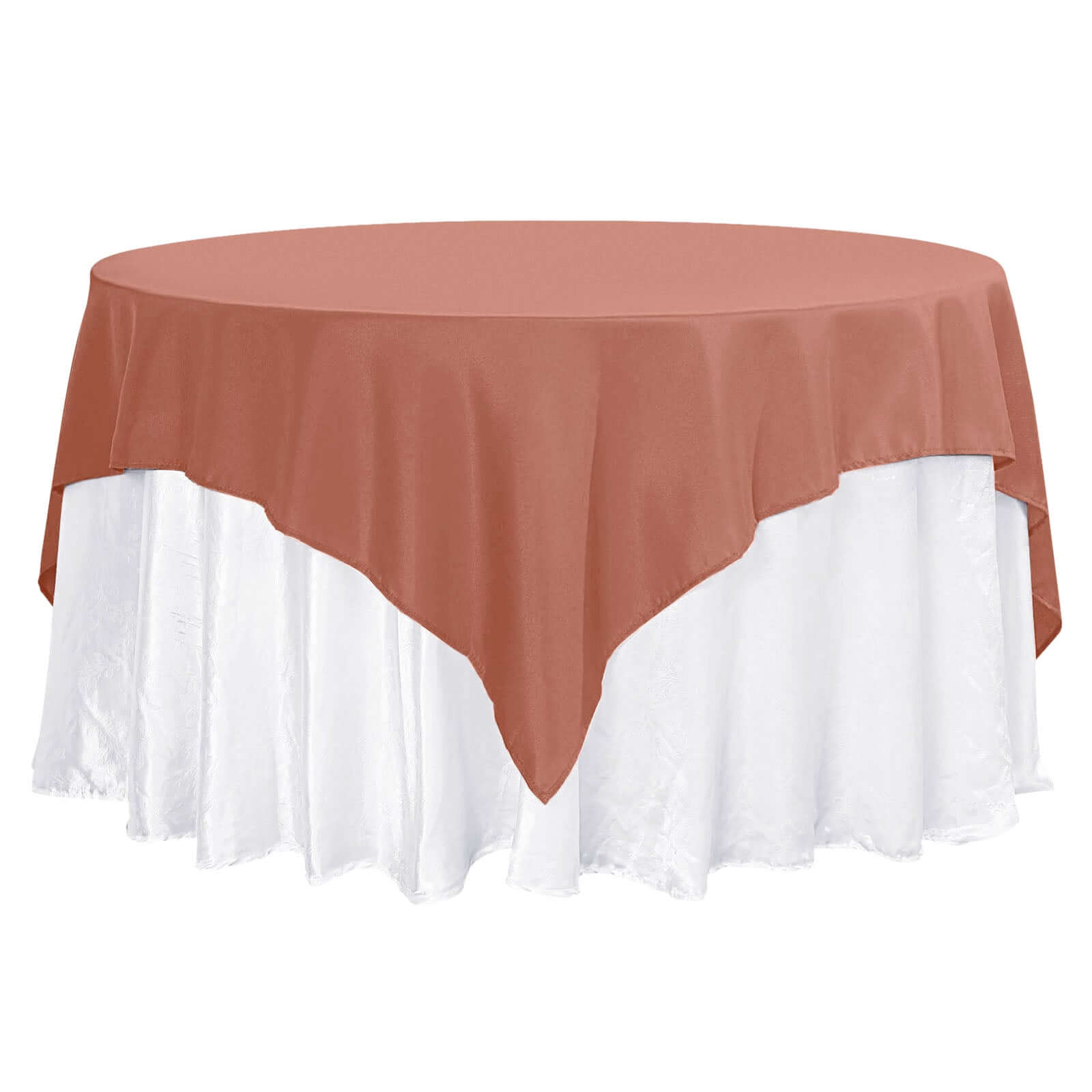 220GSM Wrinkle-Resistant Terracotta (Rust) Premium Polyester 70x70 Square Table Overlay