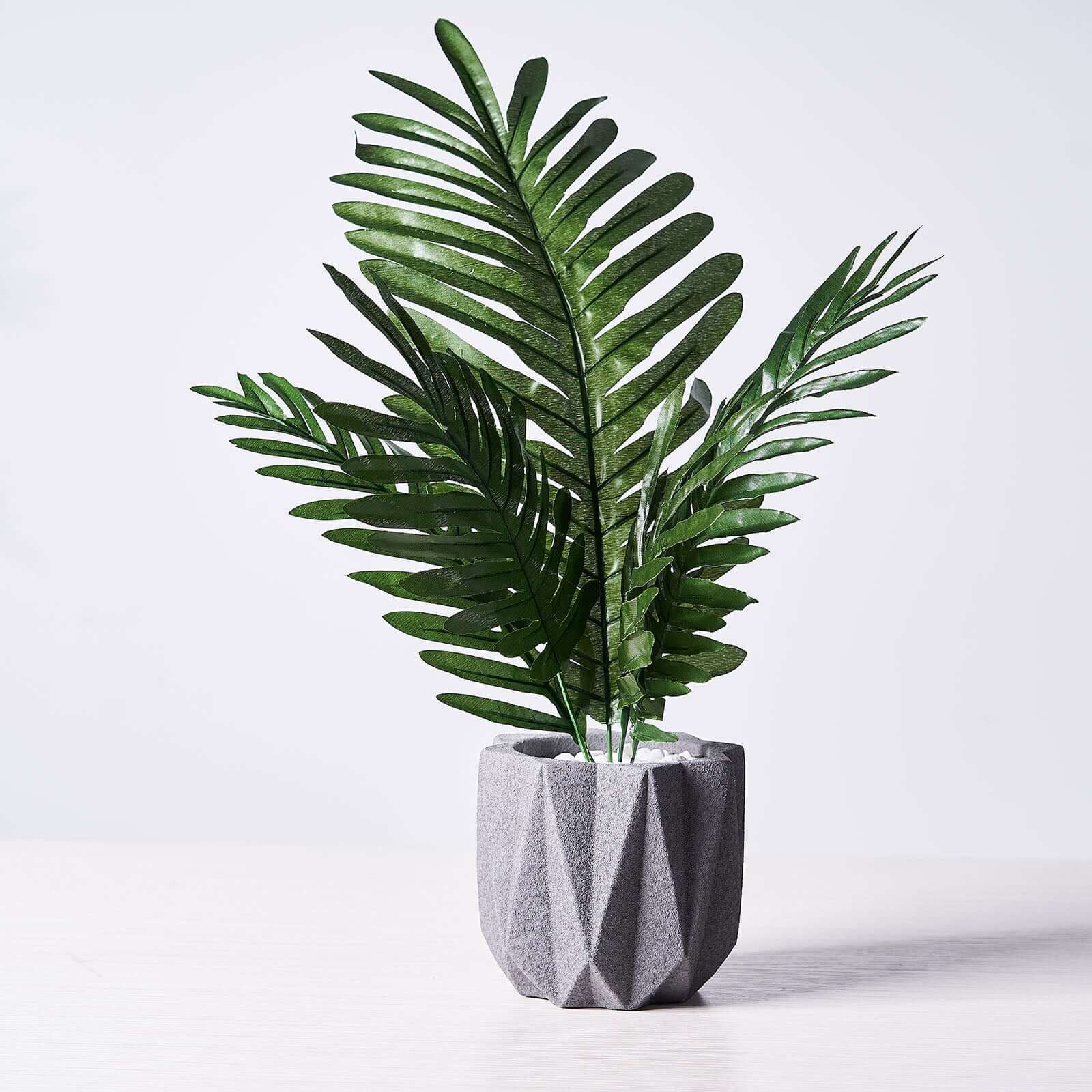 5 Stems Green Artificial Silk Tropical Palm Leaf Plants - Ideal Decor