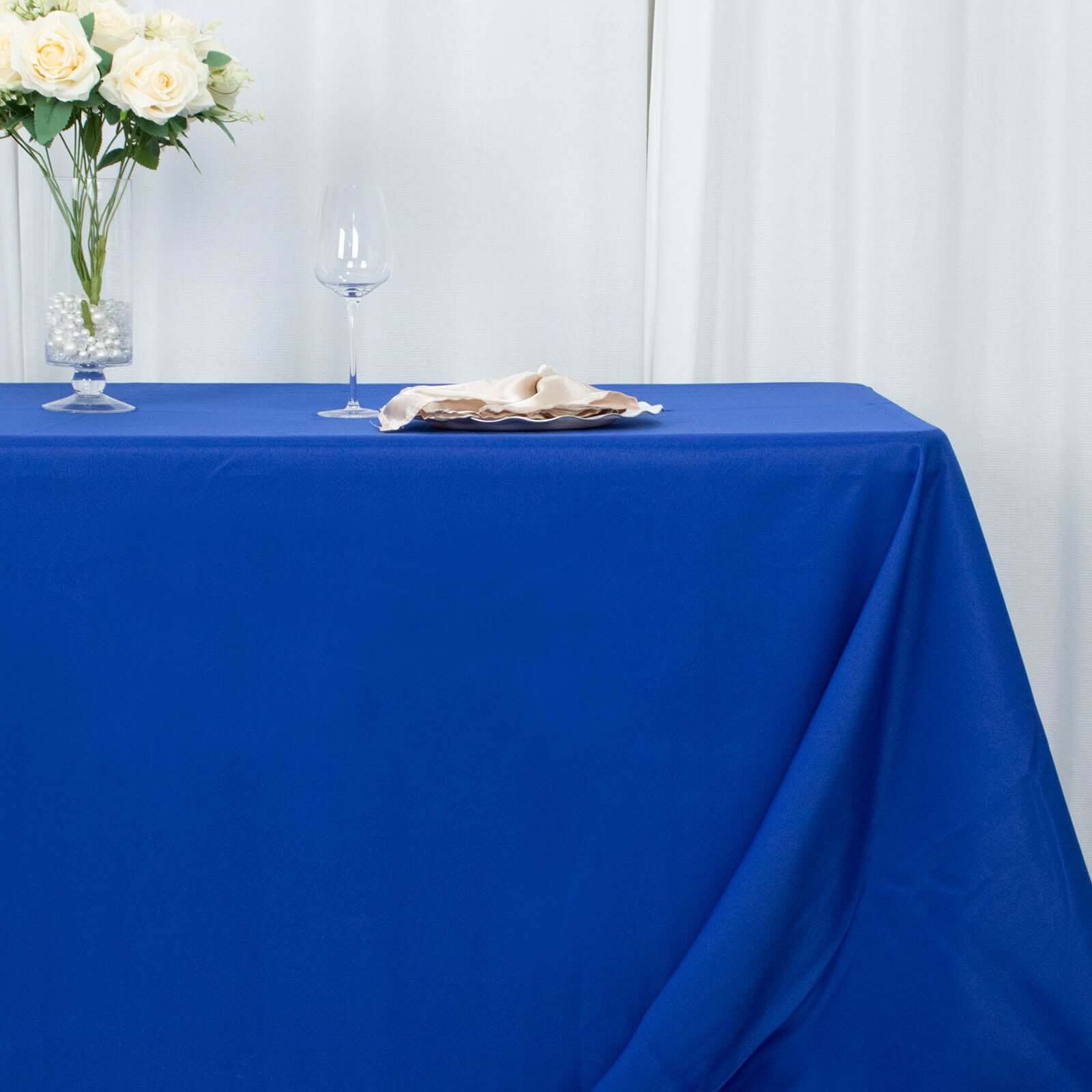 Hot Sale! Seamless 220GSM Stain-Resistant Royal Blue Premium Polyester Rectangle Tablecloth 90x156
