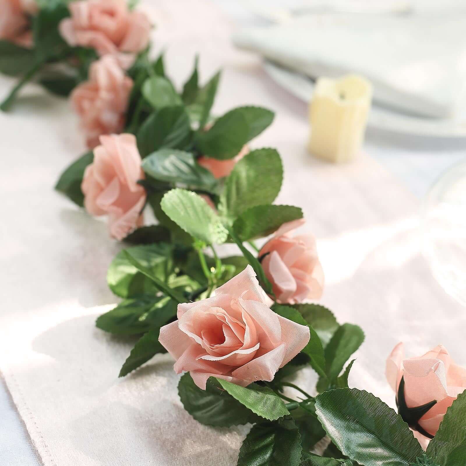 Hot Sale! 6ft UV-Protected Dusty Rose Artificial Silk Rose Garland