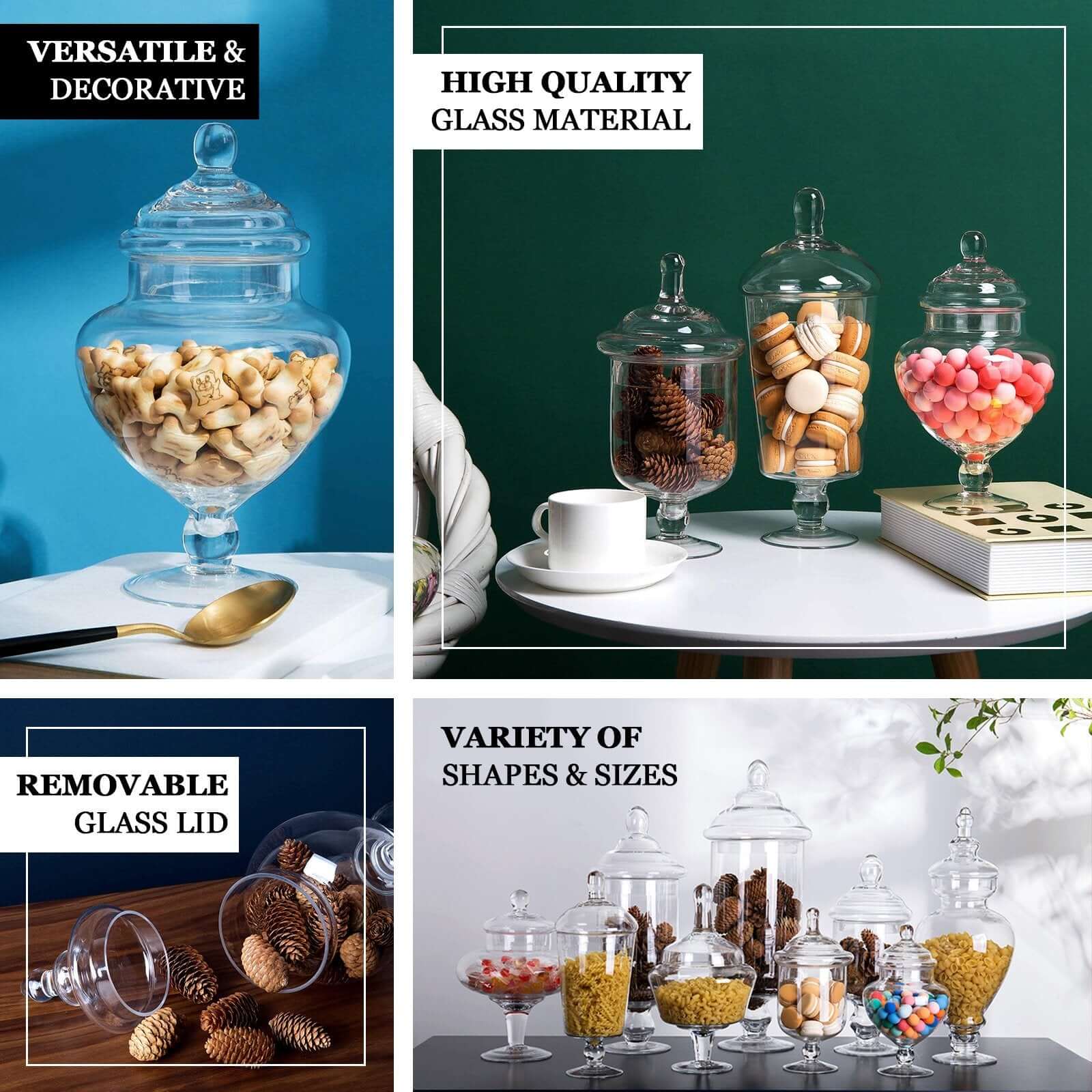 Hot Sale! Set of 3 Clear Glass Candy Jars with Snap - On Lids for Stylish Party Favors