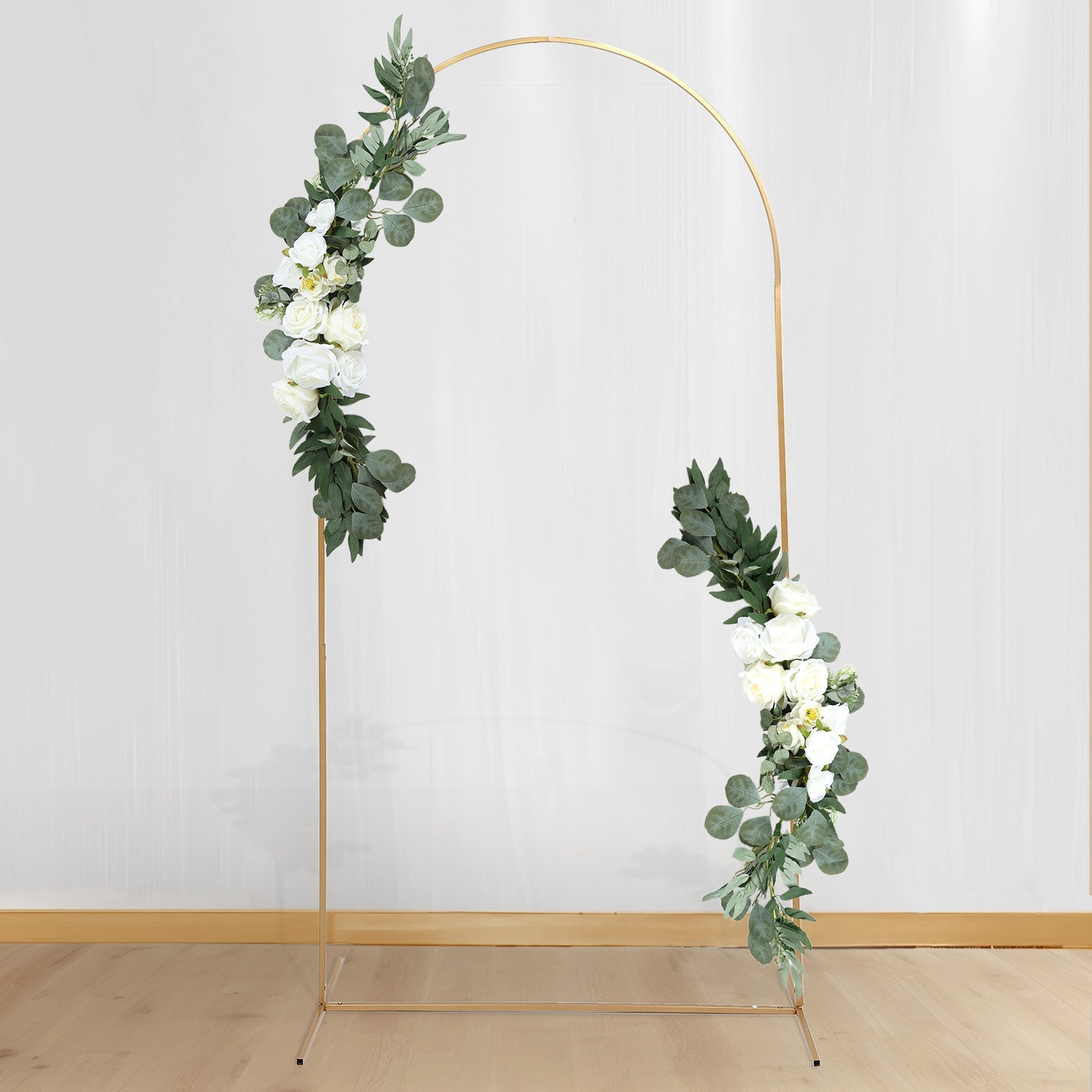 Special Offer: Set of 2 Artificial White Silk Rose and Eucalyptus Leaf Floral Swags for Party Decor