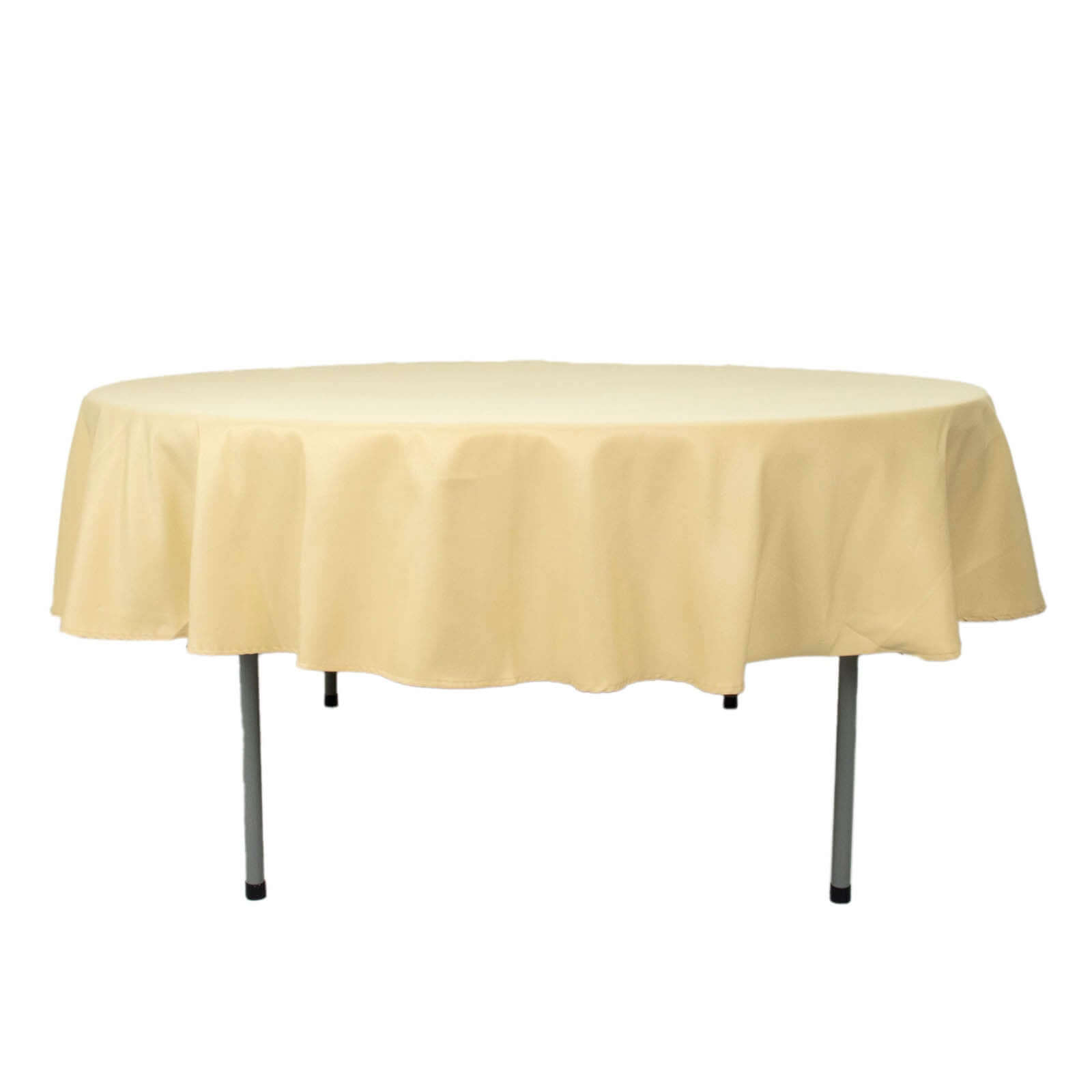 Exclusive 90" Champagne Round Tablecloth - Premium Polyester, Stain & Wrinkle Resistant
