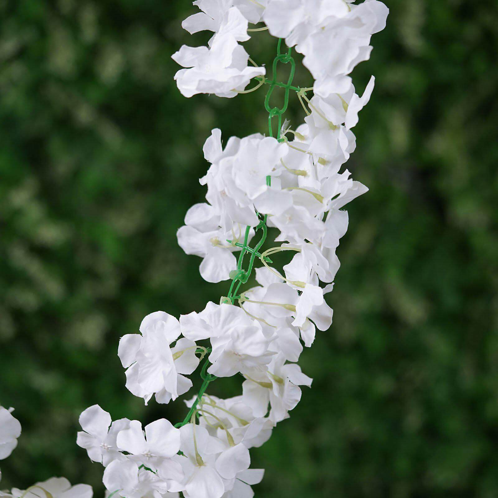 Hot Sale! 7-Foot White Artificial Silk Hydrangea Hanging Flower Garland for Decorations