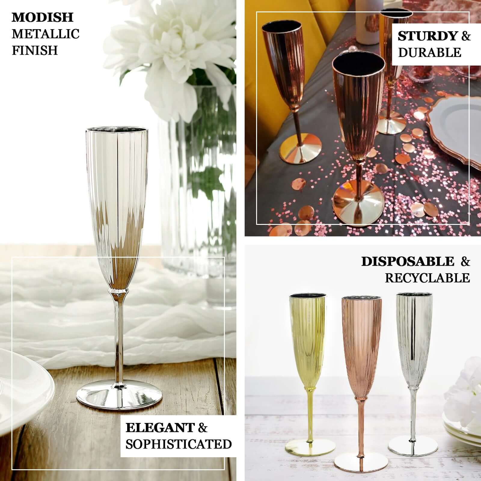 Hot Deal! 6-Pack Disposable Plastic Champagne Flutes in Metallic Rose Gold, 5oz for Toast & Cocktail Parties