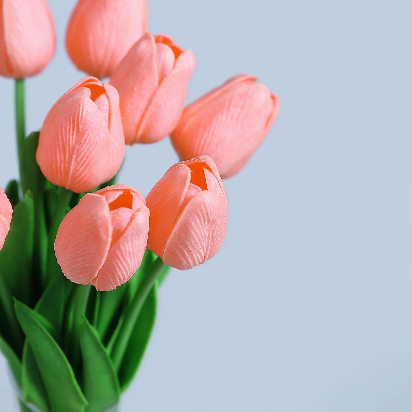 Hot Sale! 10 Stems Coral Artificial Foam Tulip Flower Bouquets, 13 Inches Tall