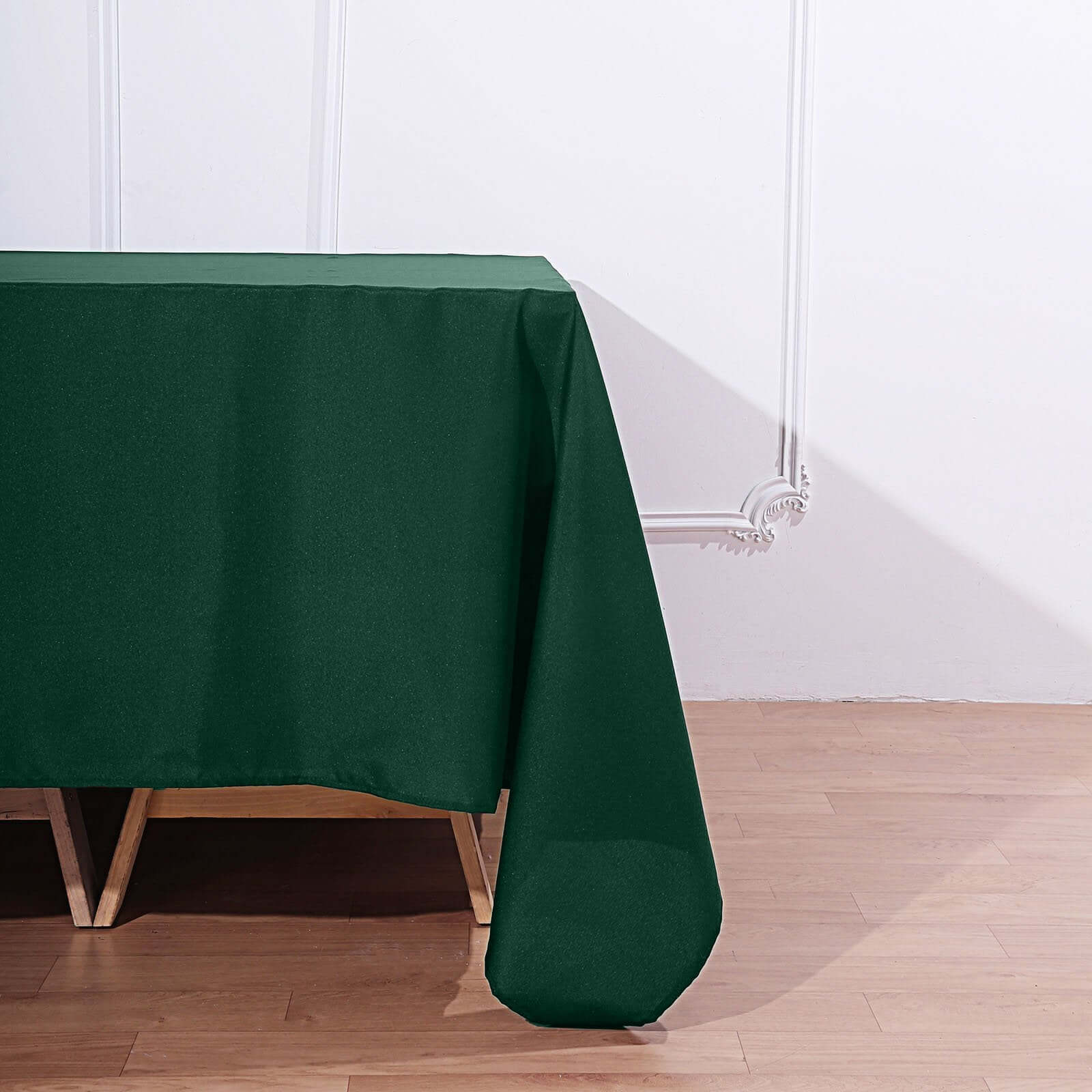 Get Your Durable & Wrinkle-Resistant 90x90 Polyester Square Tablecloth in Hunter Emerald Green