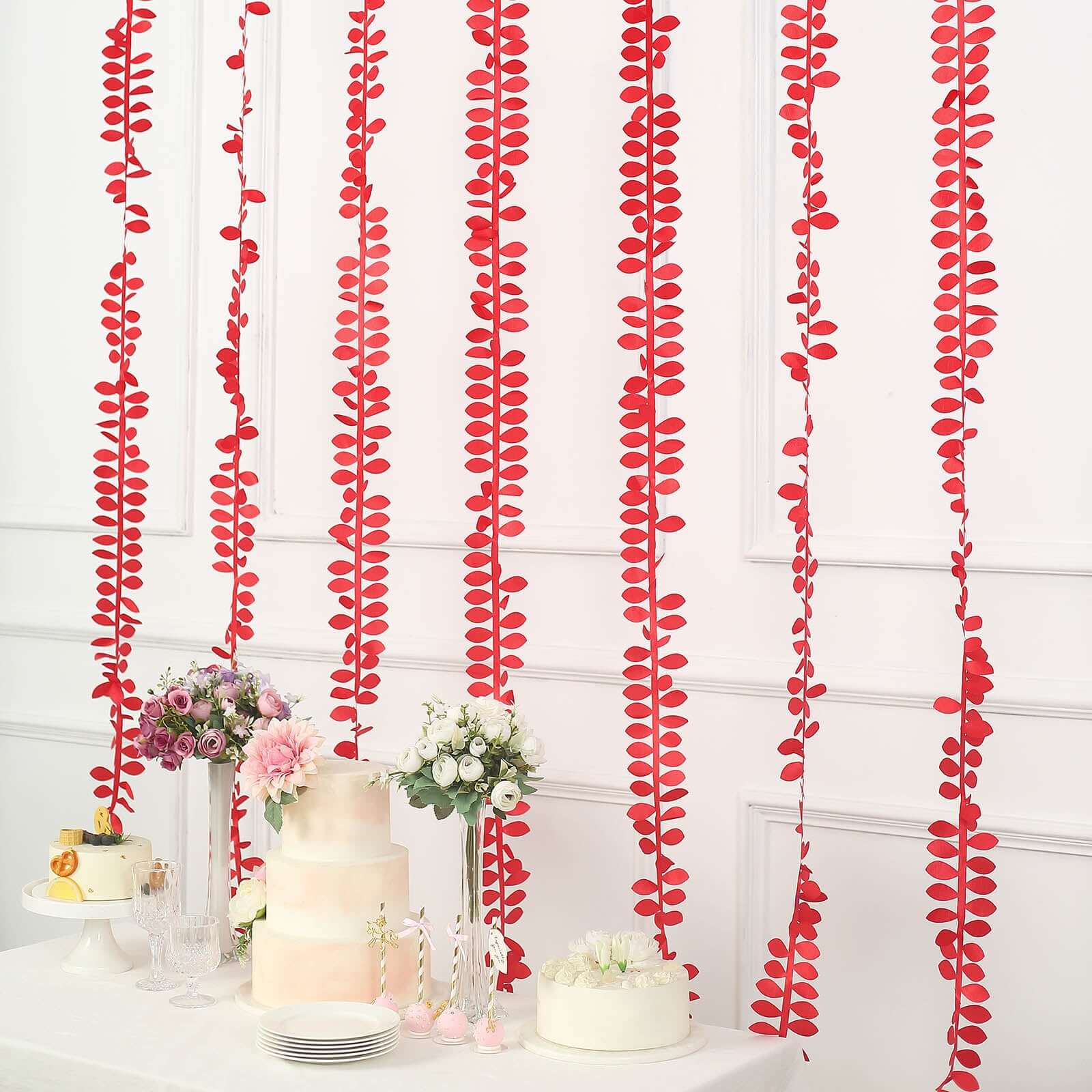 Red 50ft Taffeta Ribbon Sash with Elegant 4 - Leaf Petal Design, Ideal for Decor
