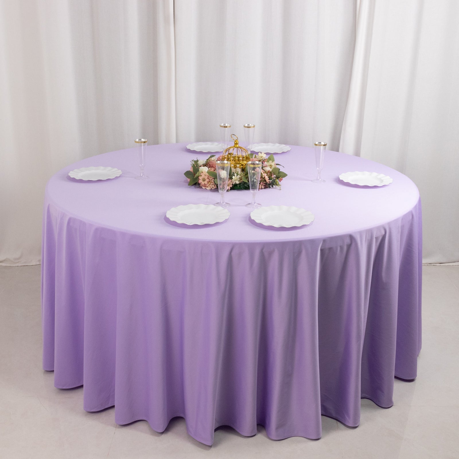 Lavender Lilac 120' Premium Scuba Round Tablecloth - Wrinkle & Stain Resistant