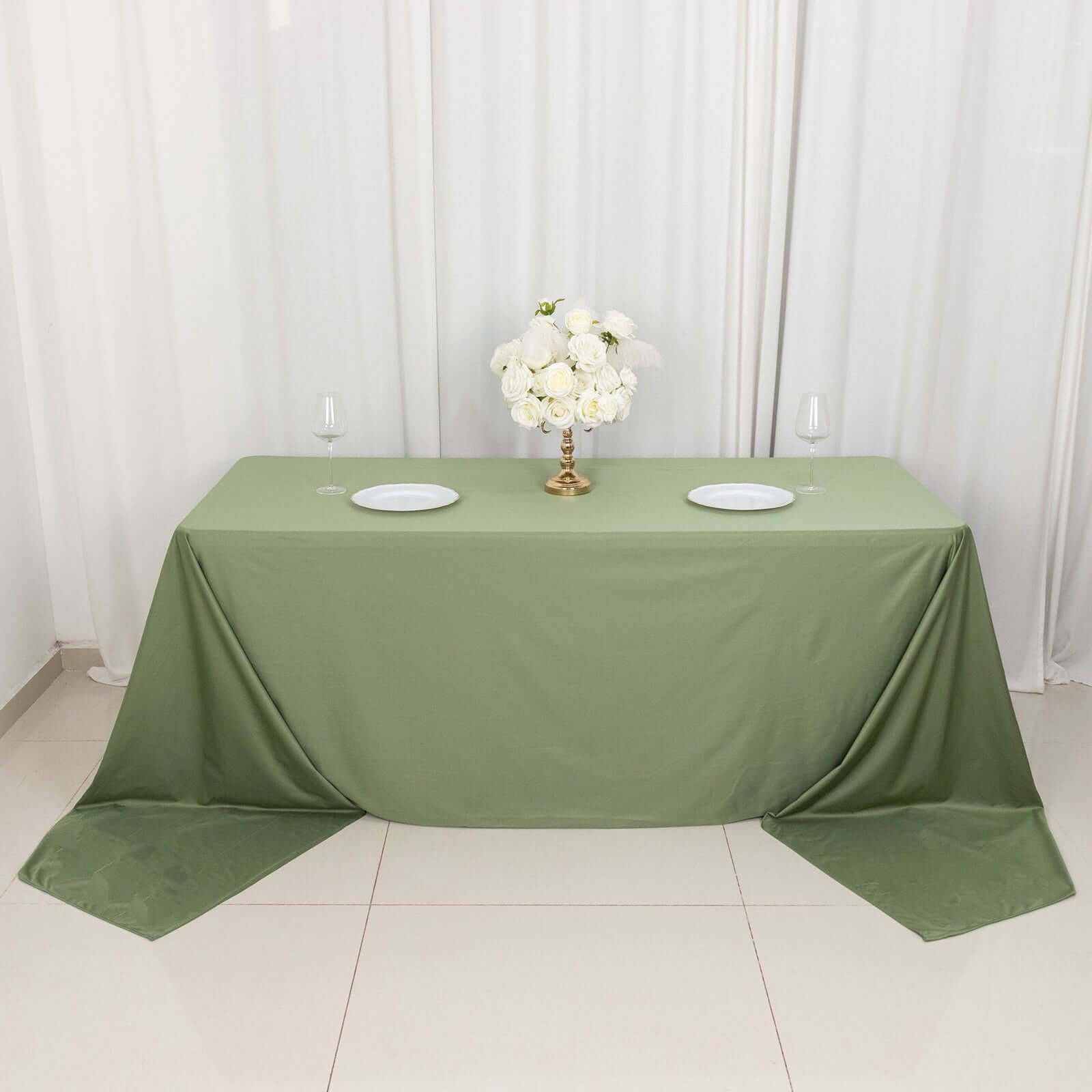 Exclusive Premium Scuba Rectangle Tablecloth in Dusty Sage Green - Wrinkle-Free, Stain-Resistant & Seamless