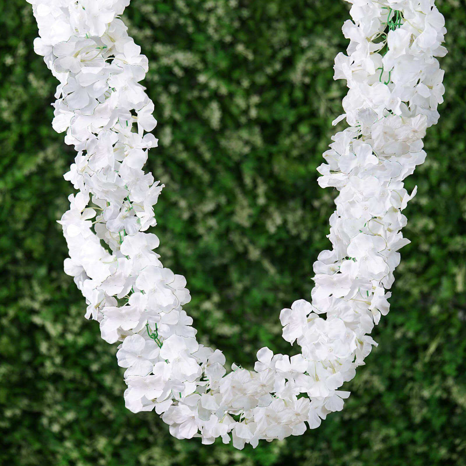 Hot Sale! 7-Foot White Artificial Silk Hydrangea Hanging Flower Garland for Decorations