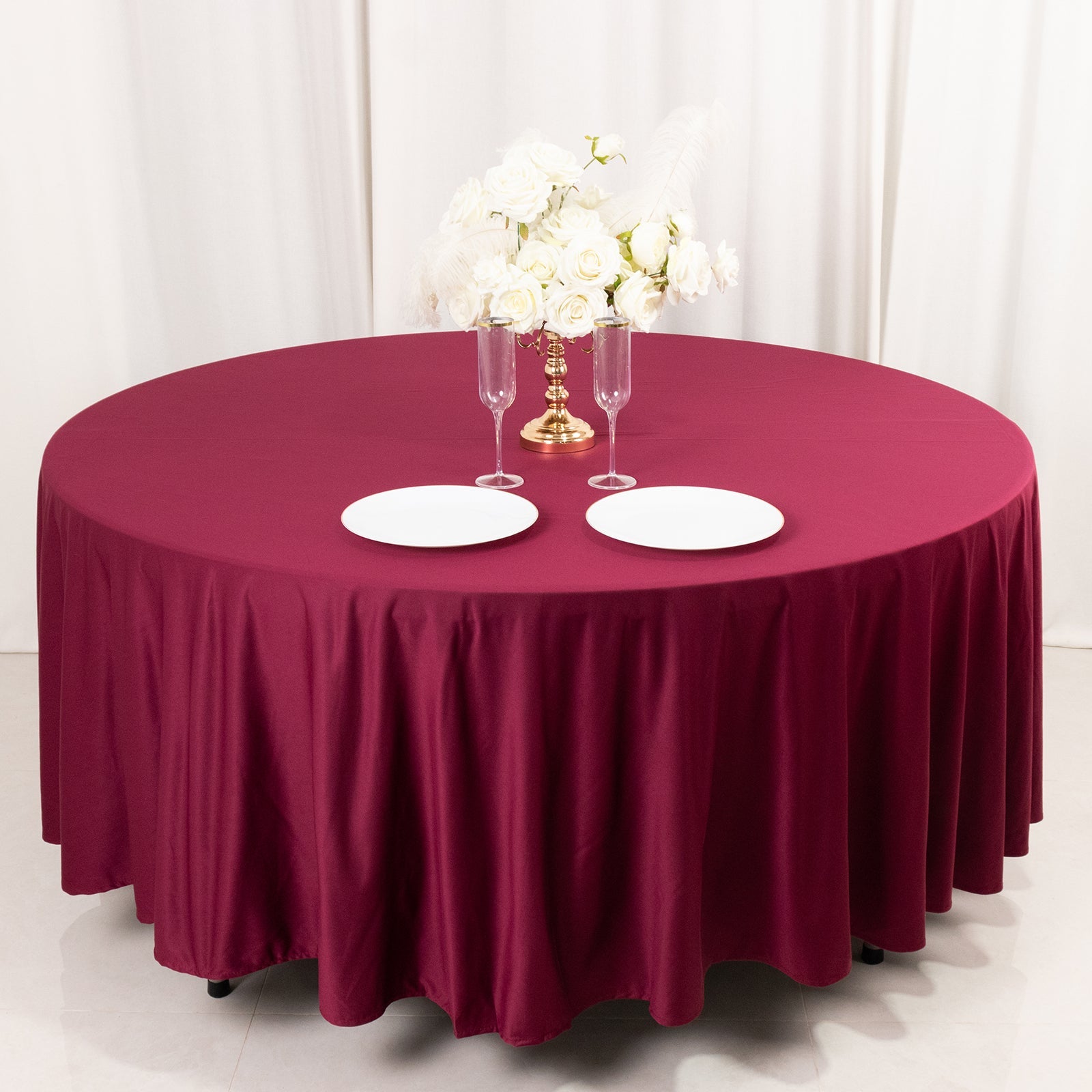 Luxury Burgundy 108-Inch Round Scuba Tablecloth - Anti-Wrinkle & Stainproof