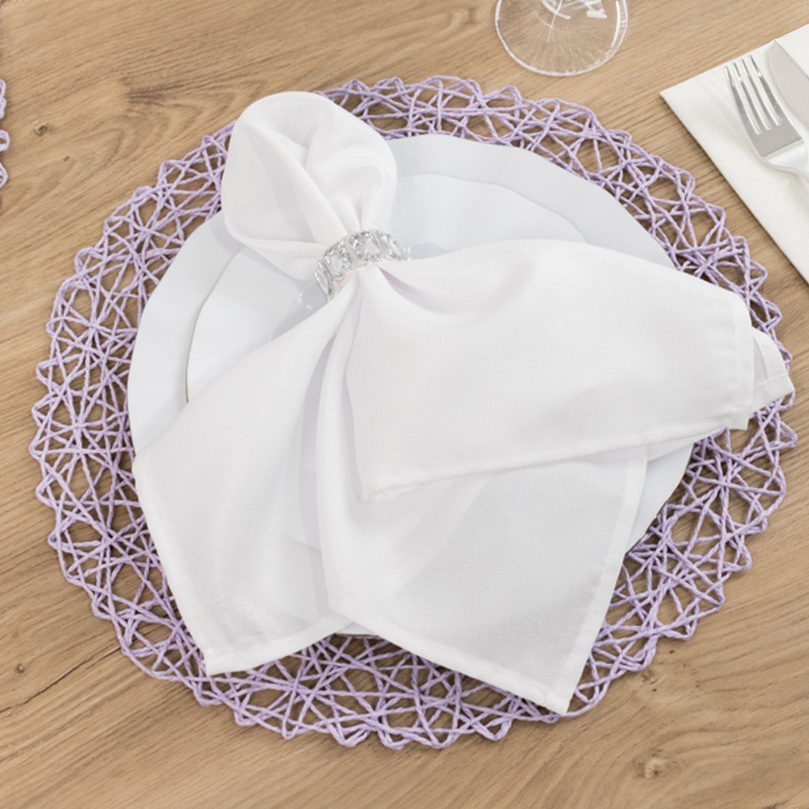 Hot Deal! 6-Piece Set of Disposable Round Woven Fiber Table Placemats in Lavender Lilac, 15 inches