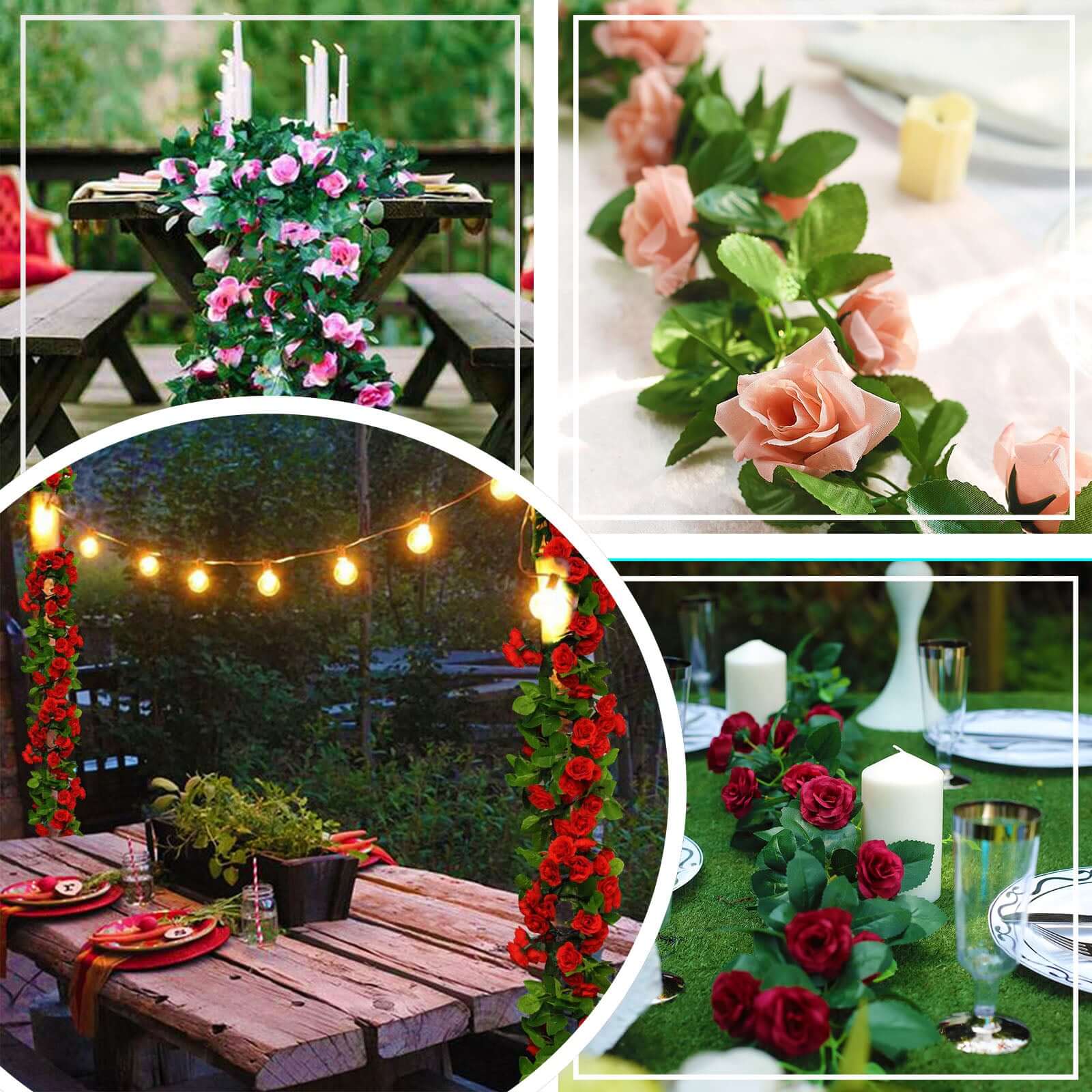 Promotional 6-Foot UV-Protected Artificial Silk Peach Rose Garland for Decorations