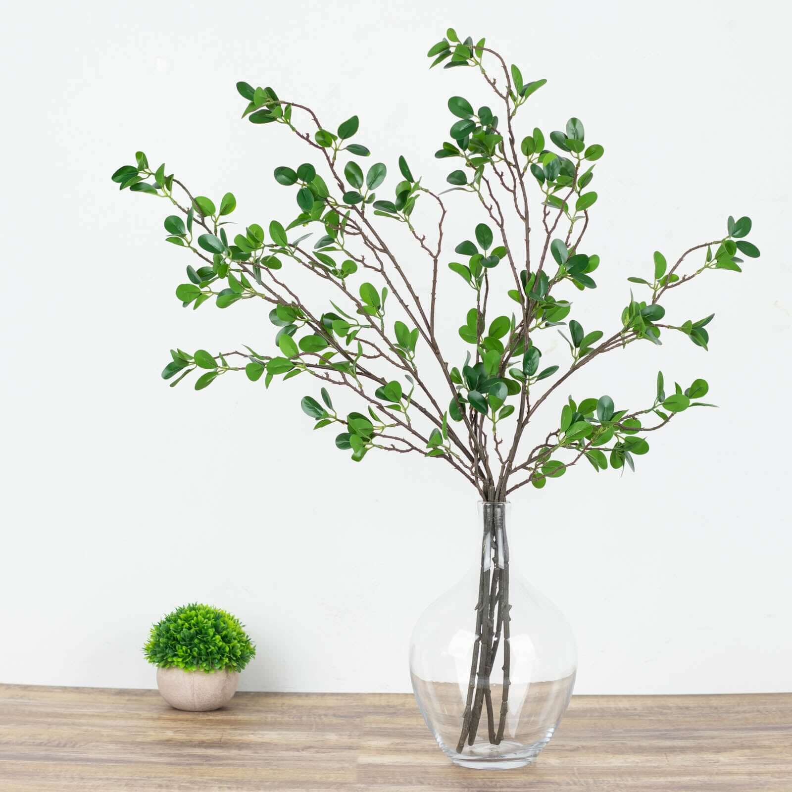 3-Pack 43" Faux Ficus Green Leaf Branches - Realistic & Flexible