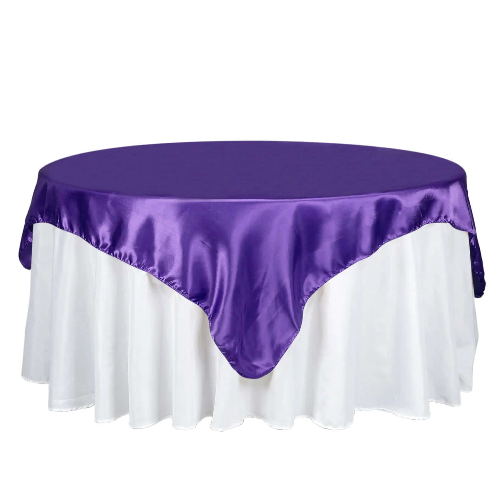 Purple 72x72 Satin Square Table Overlay with Smooth Finish