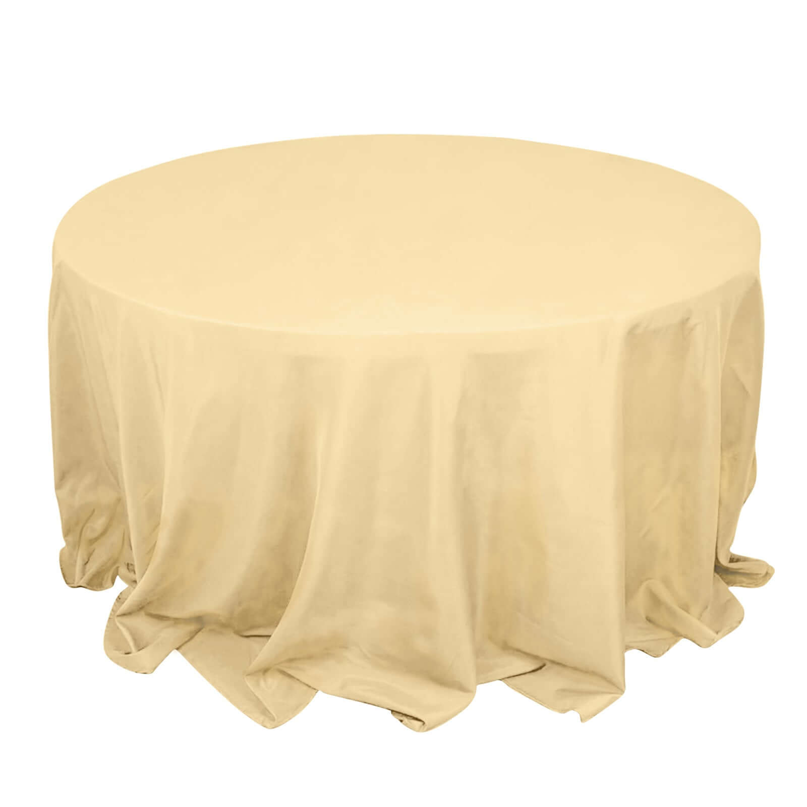 Champagne 132' Seamless Premium Polyester Round Tablecloth - 220GSM Wrinkle-Resistant