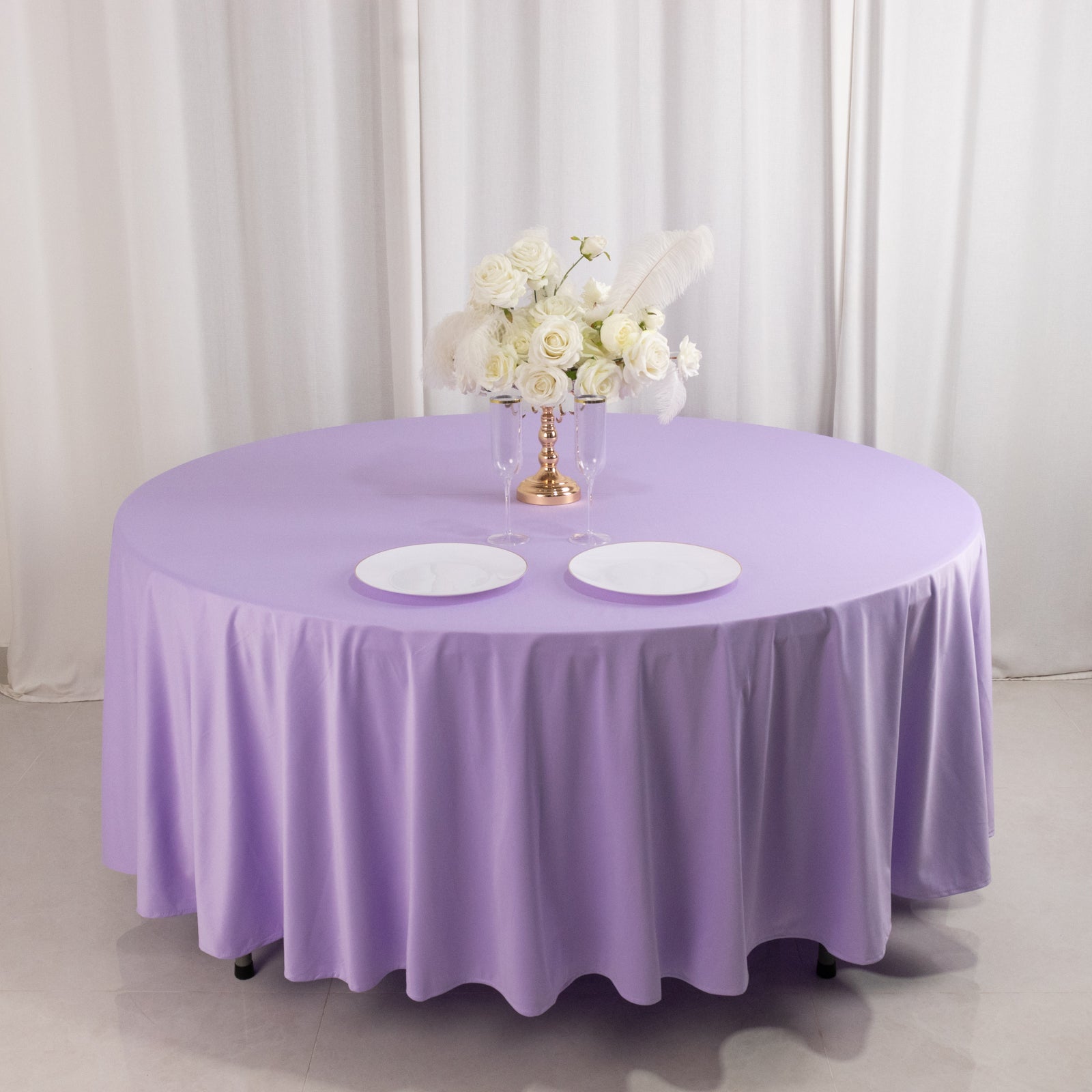 Hot! Premium Wrinkle & Stain-Free Lavender Lilac 108" Scuba Round Tablecloth