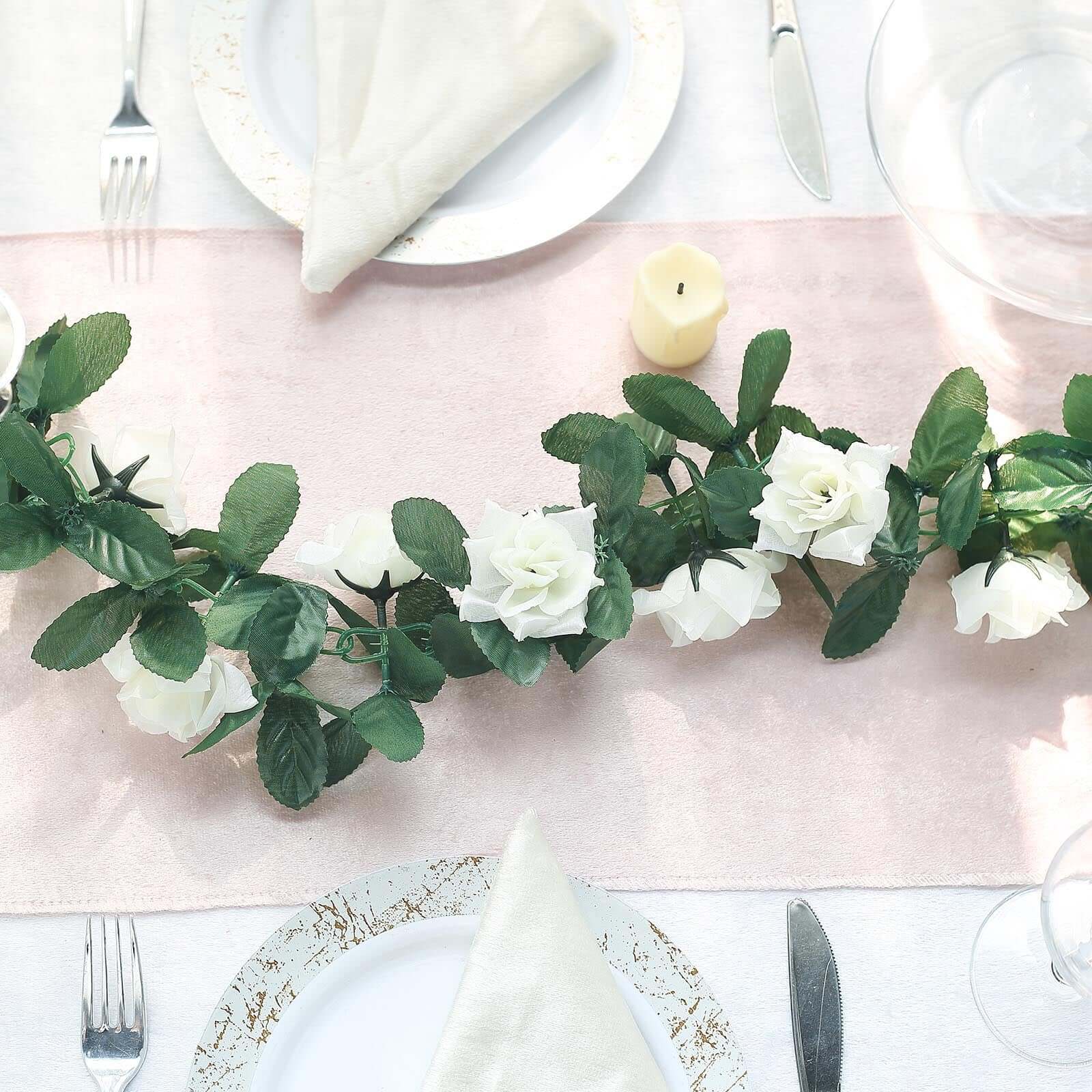 6ft UV-Protected Cream Artificial Silk Rose Garland - Ideal for Decor