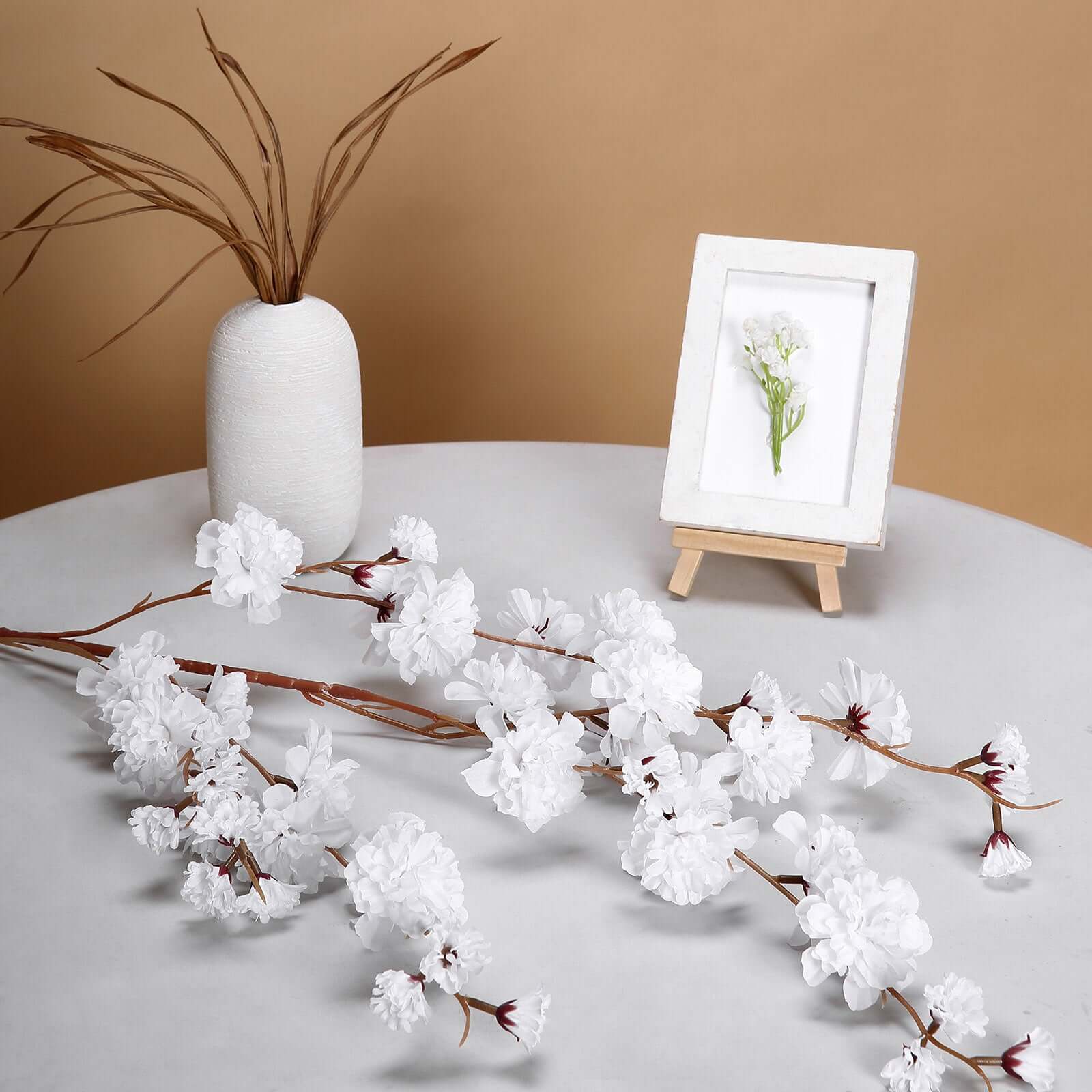 2 Branches 42-Inch Tall Artificial White Silk Carnation Stems - Perfect Decor!