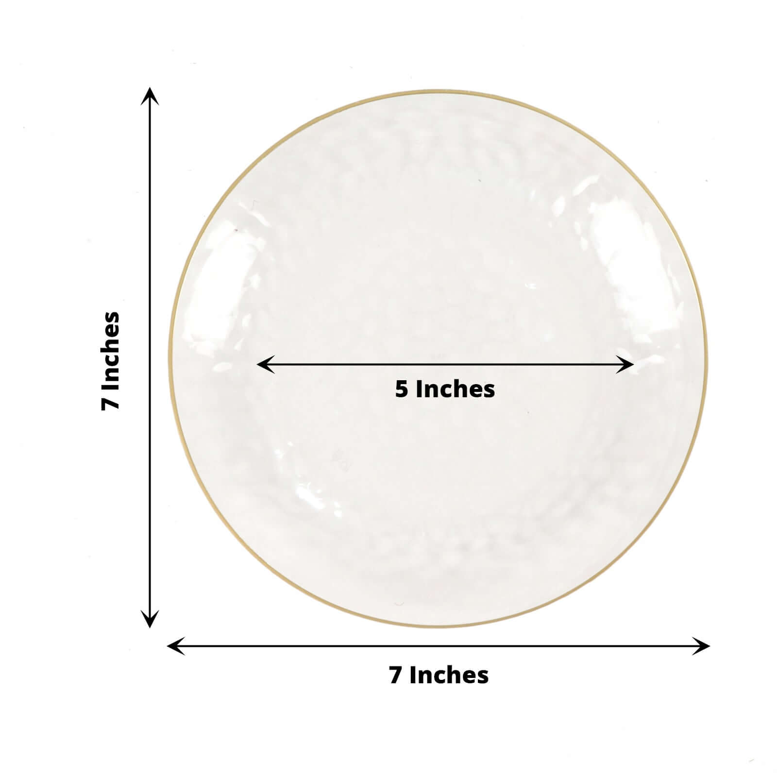 Hot Deal! 10-Pack Clear Plastic Round Dessert Plates with Hammered Gold Rim - Disposable & Modern