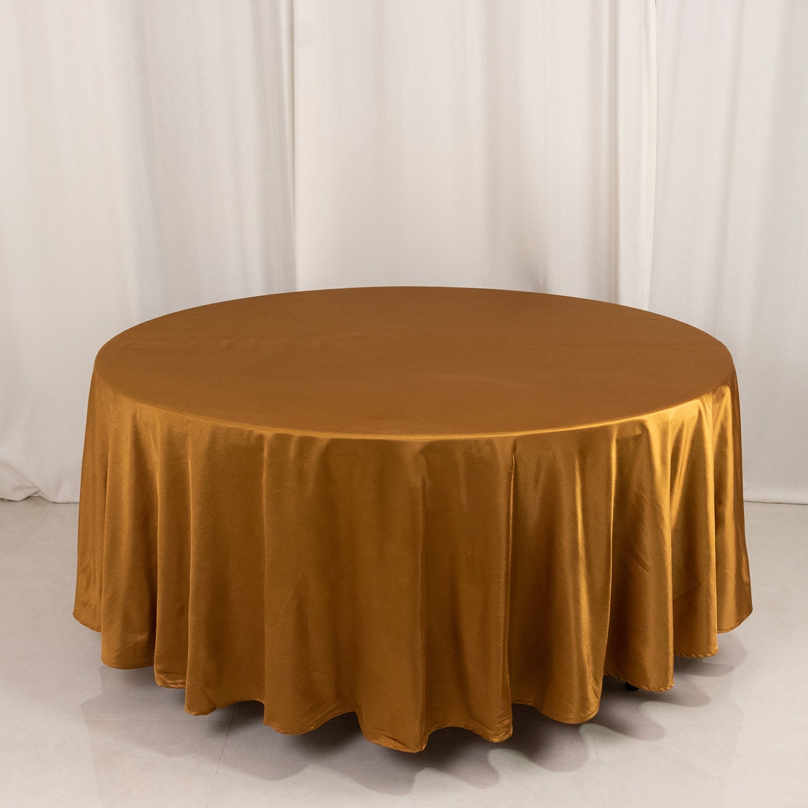 Exclusive Gold Shimmering 108' Round Scuba Tablecloth - Wrinkle & Stain Free for Weddings & Parties