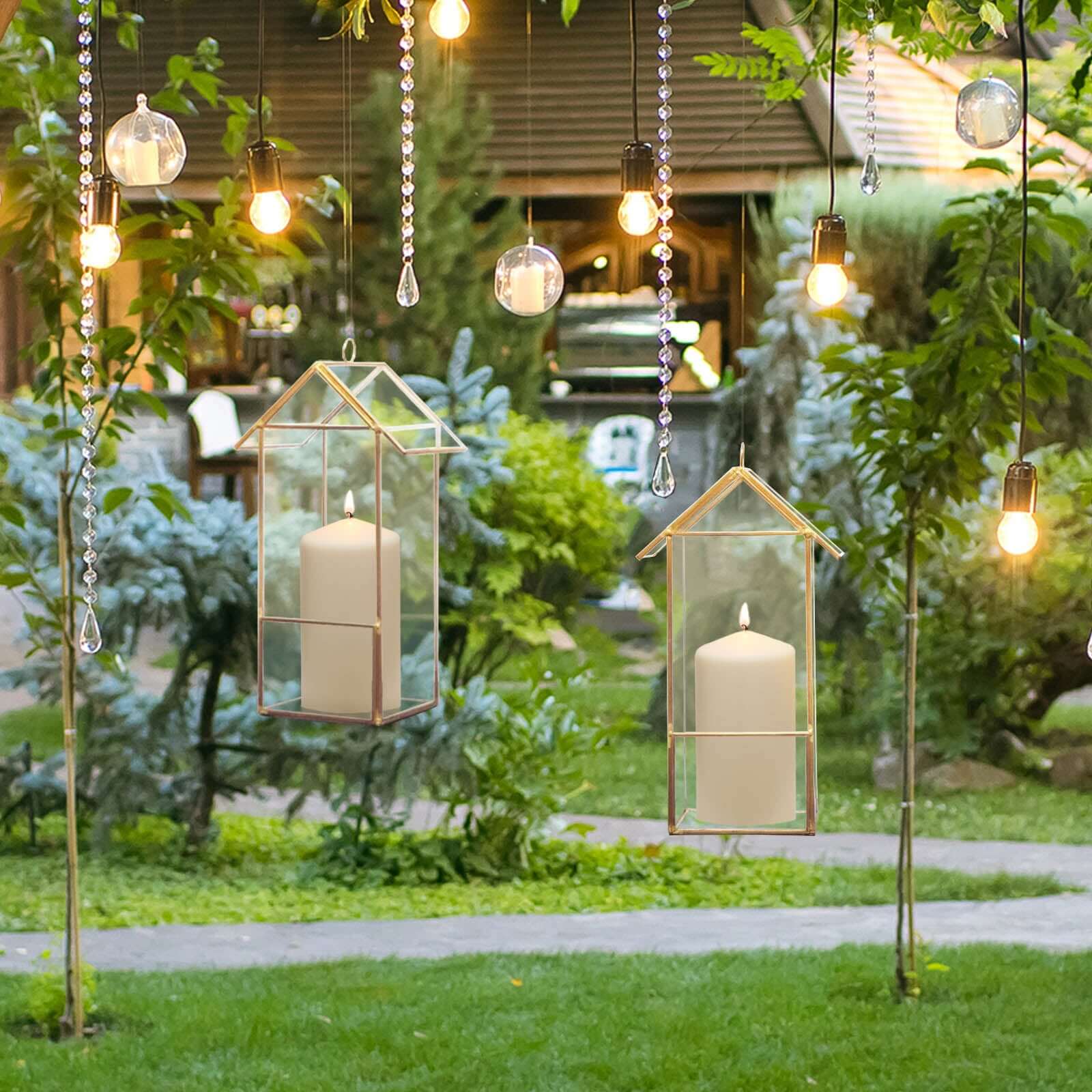 Versatile Gold Metal Frame Glass Hanging Terrarium for Air Plants and Displays
