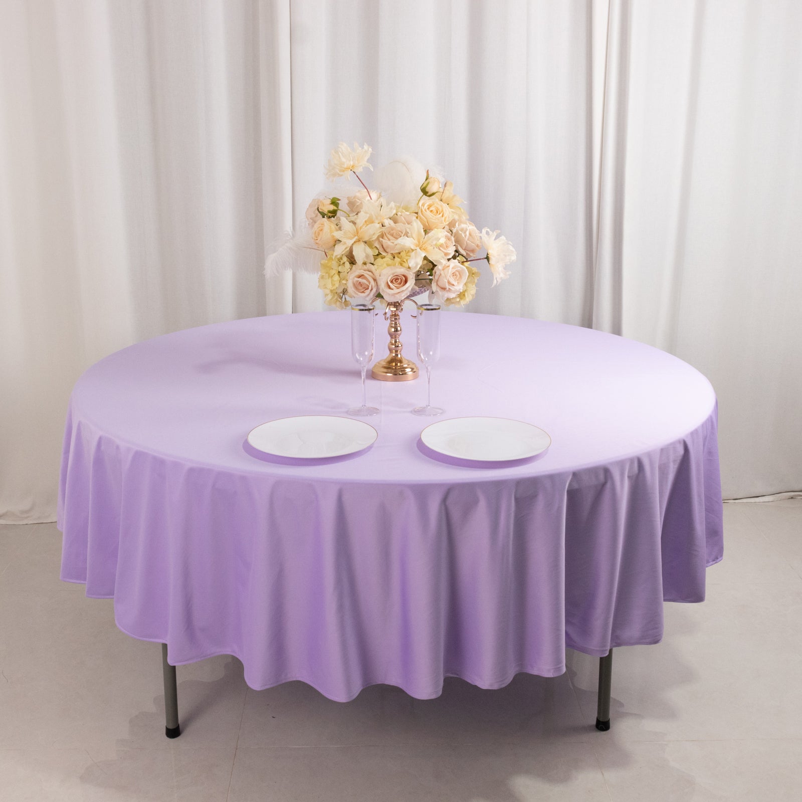 Lavender 90' Round Wrinkle-Free & Stain-Resistant Premium Scuba Tablecloth