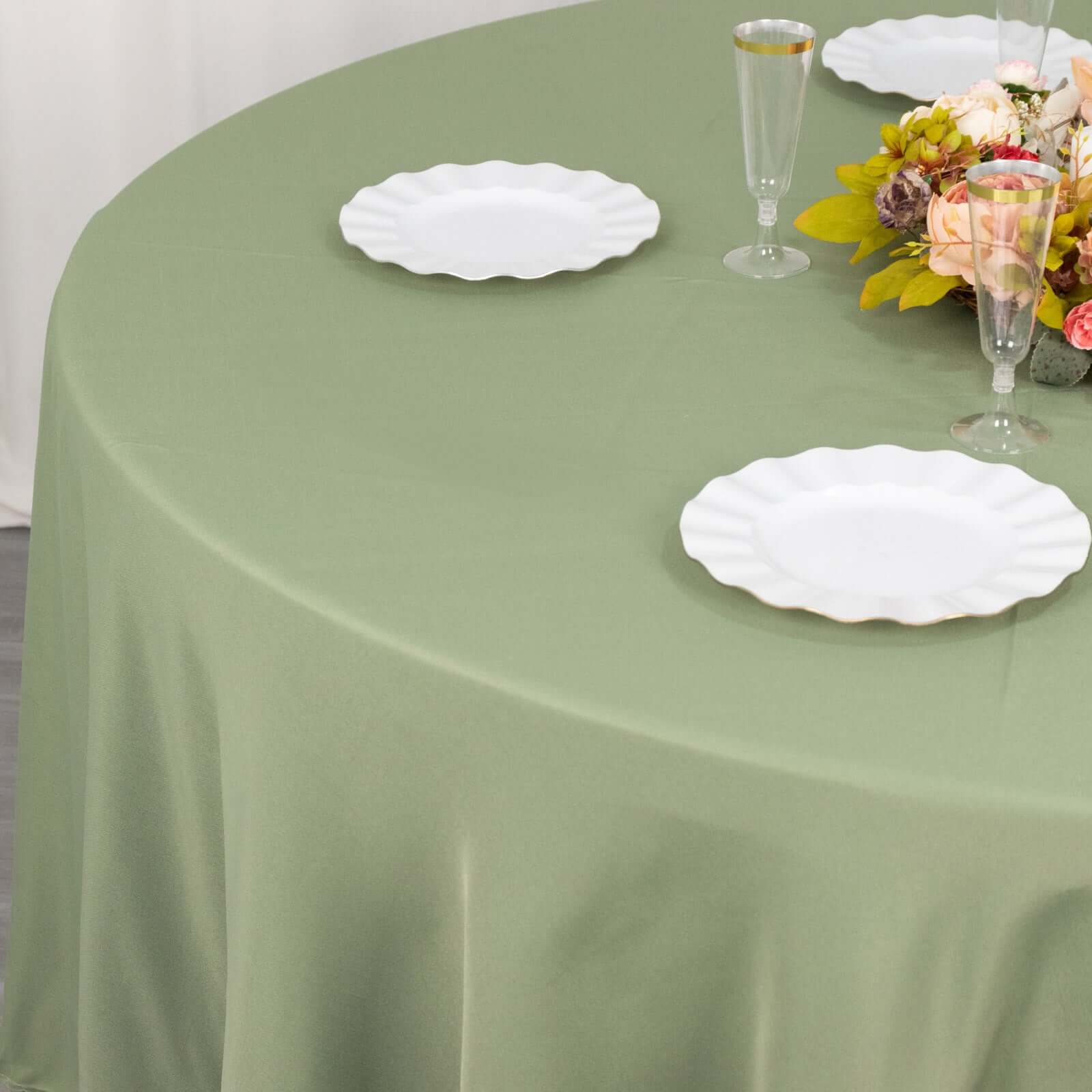 90-Inch Dusty Sage Green Premium Polyester Round Tablecloth - Stain & Wrinkle Resistant, 220GSM