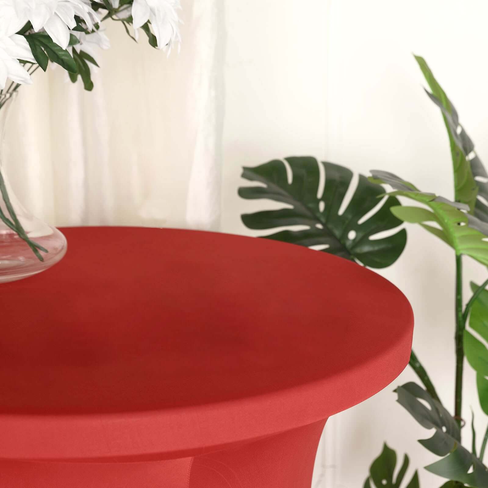 Hot Deal! Red Heavy Duty Spandex Wavy Cocktail Table Cover