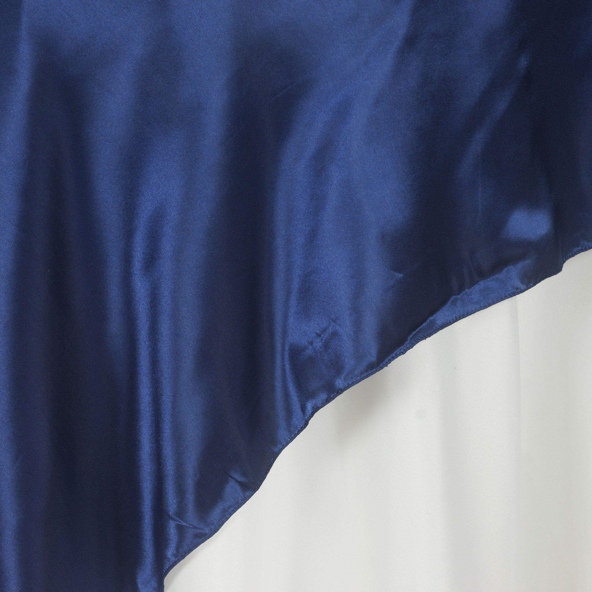 Navy Blue Satin 60x60 Square Table Overlay - Soft Silky Touch, Great for Decor