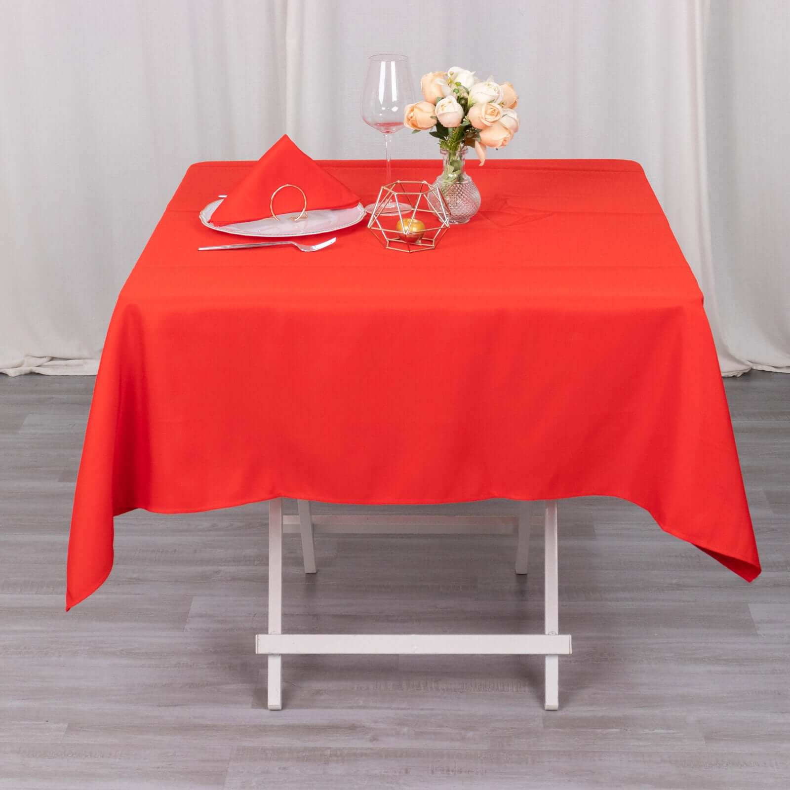 Red Premium 220GSM Polyester Square Tablecloth 54x54 - Stain & Wrinkle Resistant