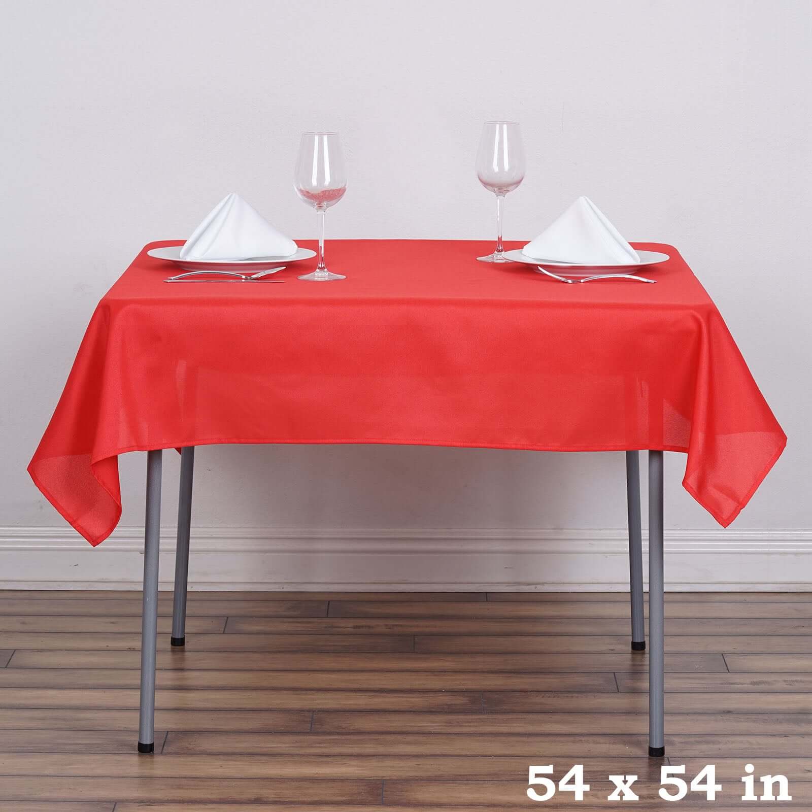 Red 54x54 Polyester Square Table Overlay - Wrinkle-Resistant & Durable