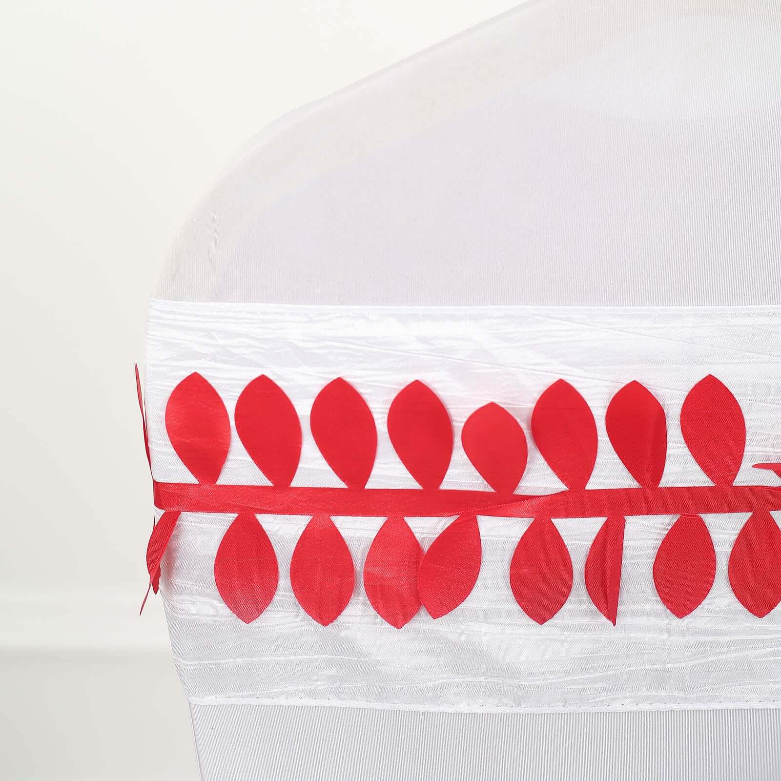 Red 50ft Taffeta Ribbon Sash with Elegant 4 - Leaf Petal Design, Ideal for Decor