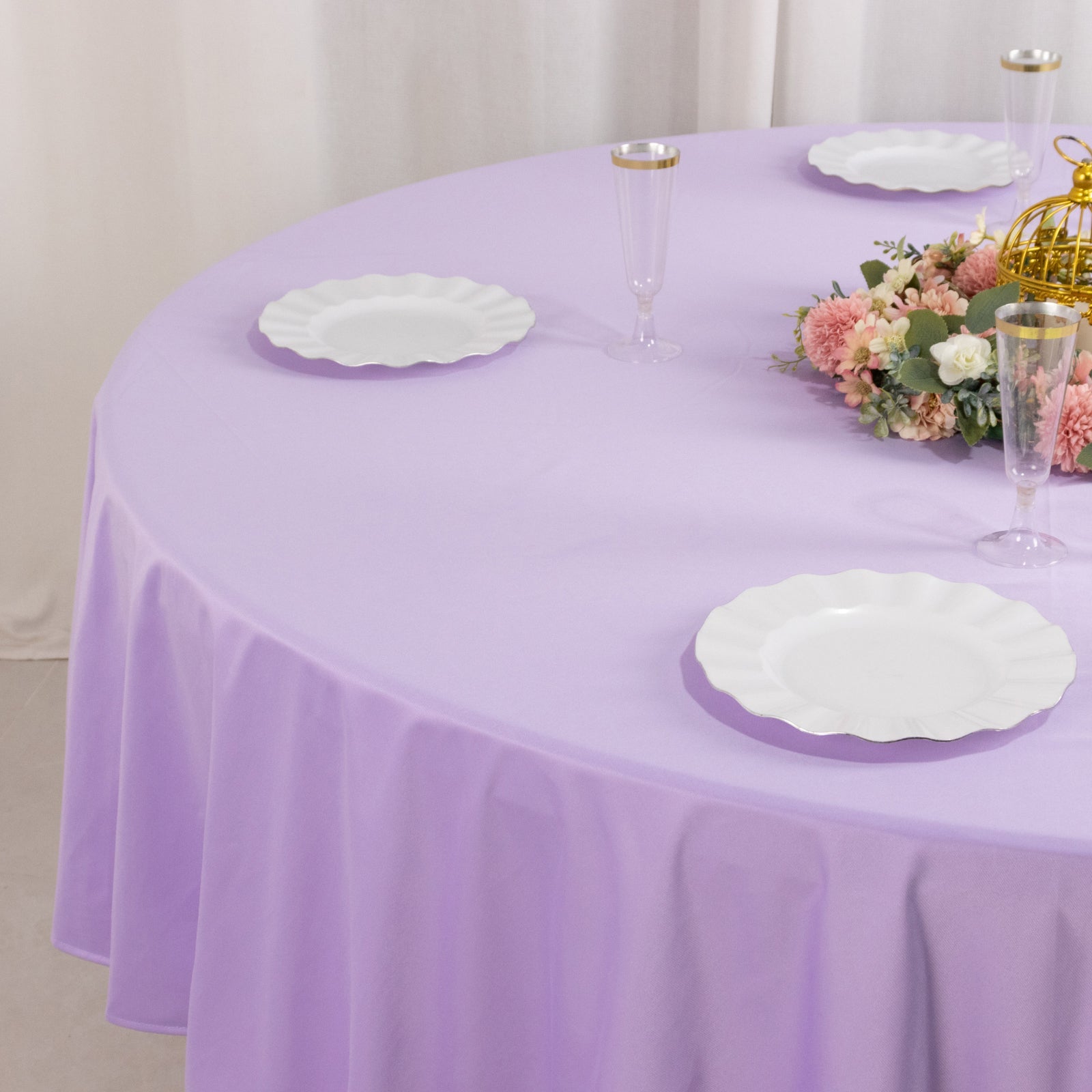Lavender 90' Round Wrinkle-Free & Stain-Resistant Premium Scuba Tablecloth