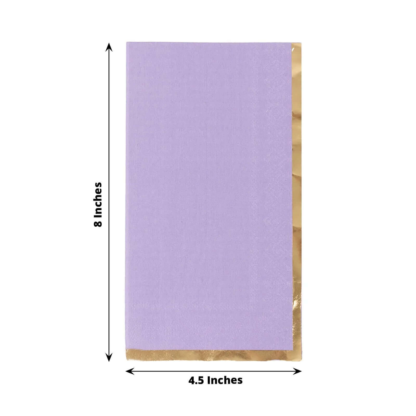 Get 50-Pack Stylish 2-Ply Disposable Paper Dinner Napkins in Lavender with Gold Foil Edge