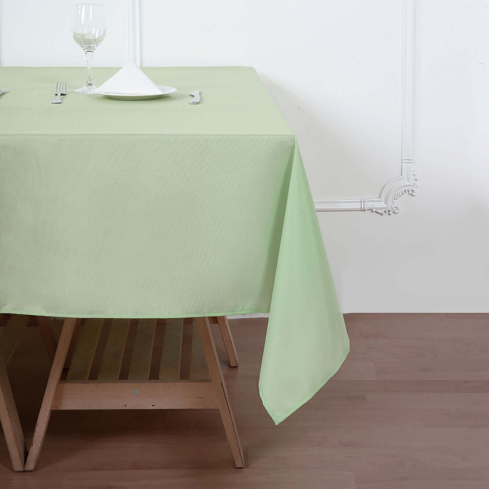 Sage Green 70x70 Polyester Wrinkle-Resistant Durable Square Tablecloth - Great Deal