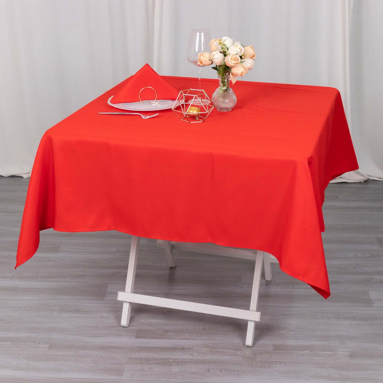 Red Premium 220GSM Polyester Square Tablecloth 54x54 - Stain & Wrinkle Resistant